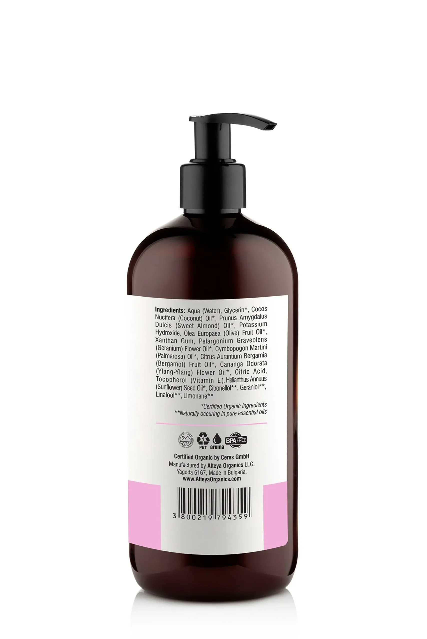 Alteya Organic Liquid Soap Geranium Rose 500ml