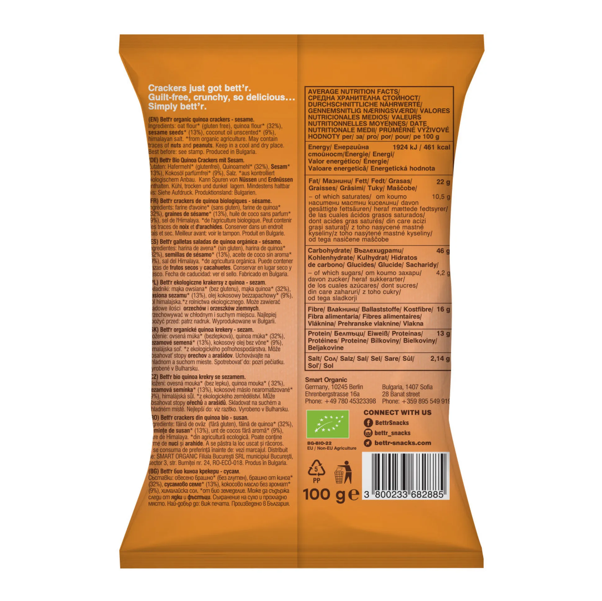 Bett’r Quinoa Crackers Sesame 100g
