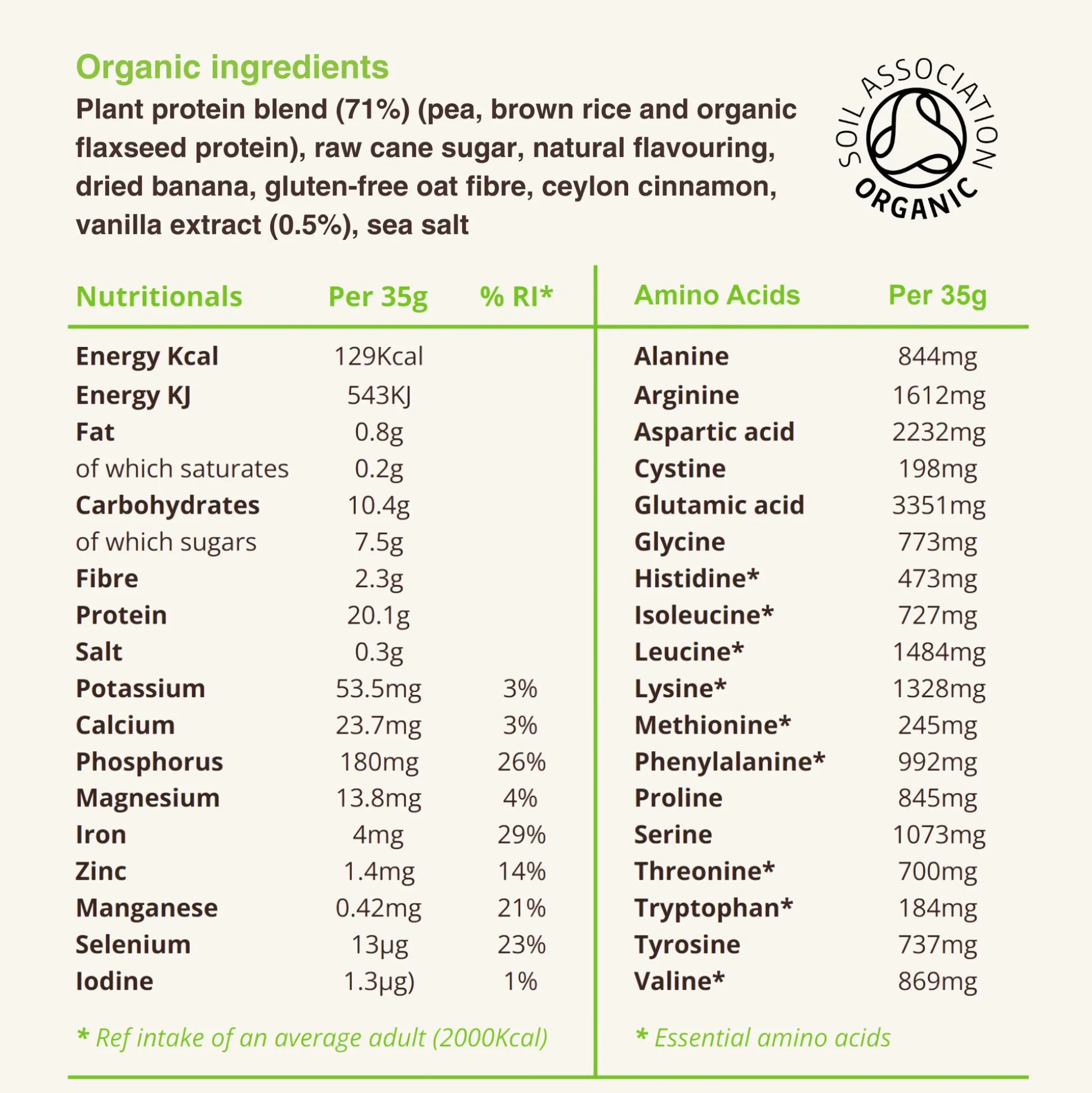 BodyMe Organic Vanilla Protein Shake 70g