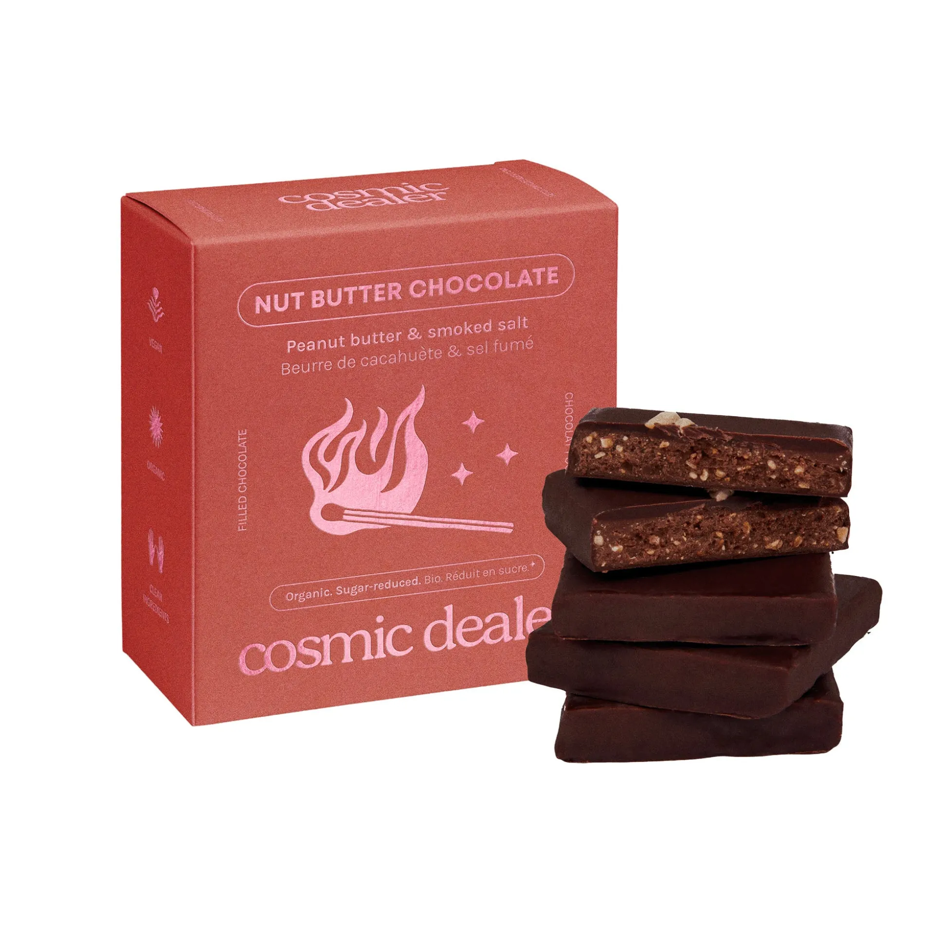Box of 4 Peanut Butter & Smoked Salt Nut Butter Chocolate 80g