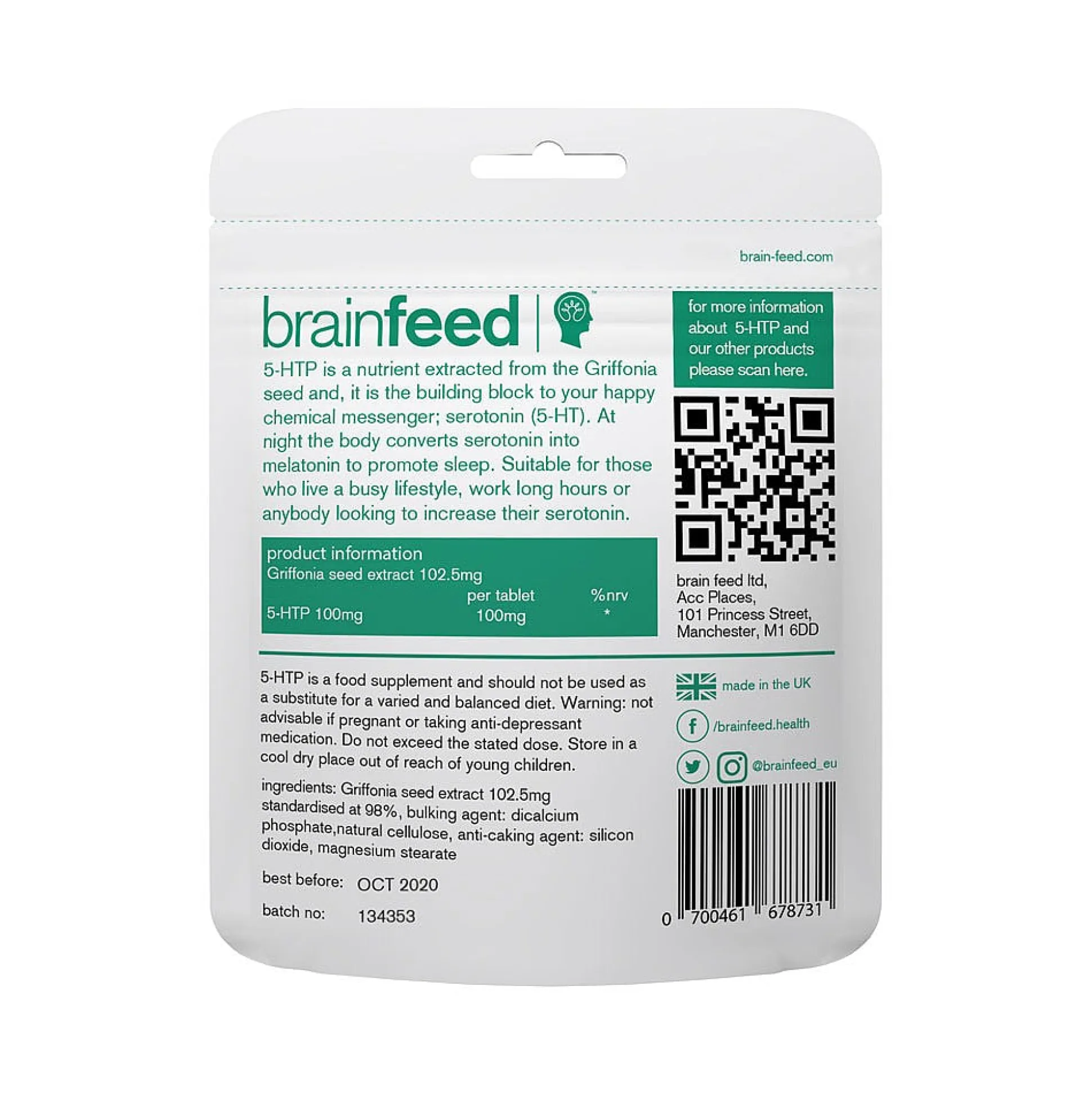 Brain Feed Serotonin Enhancement 60 caps