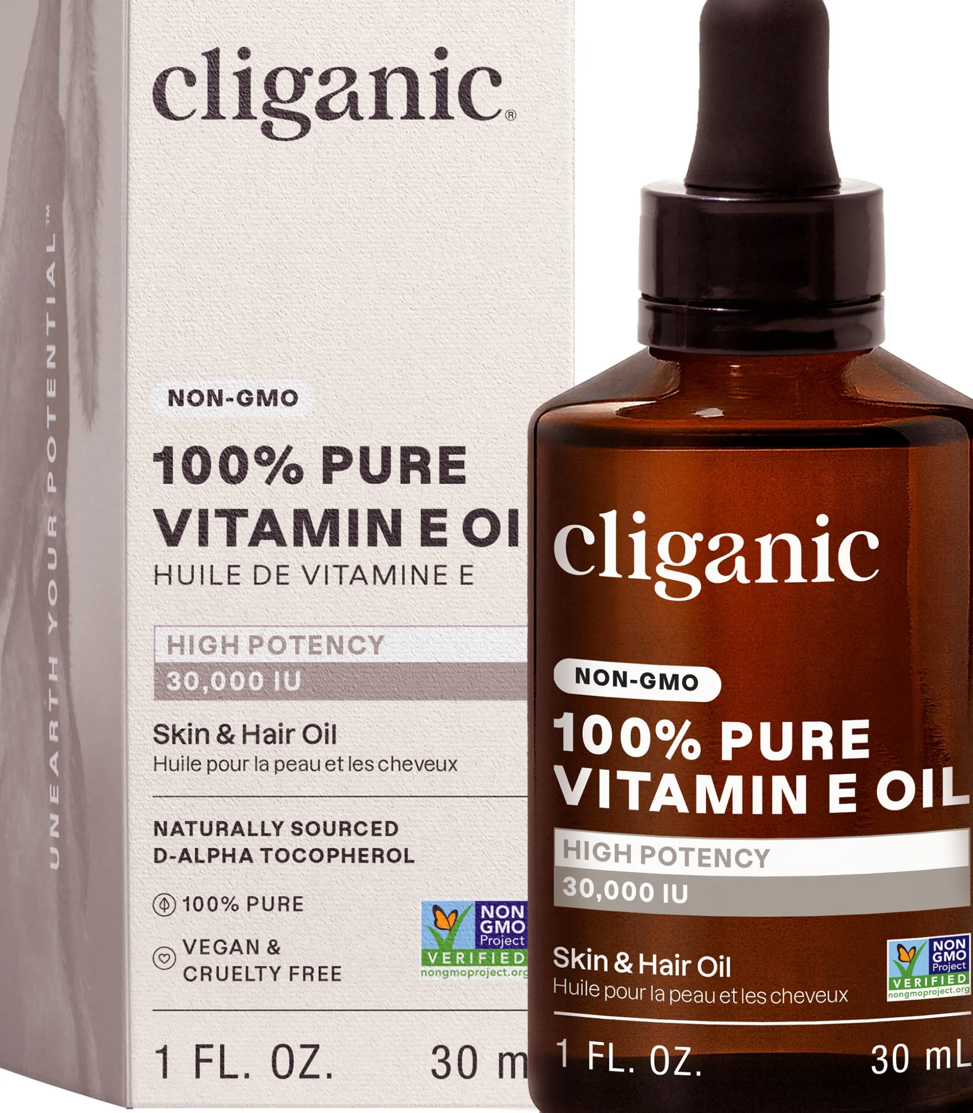 Cliganic Pure Vitamin E Oil for Skin, Scars, Hair & Face 30ml