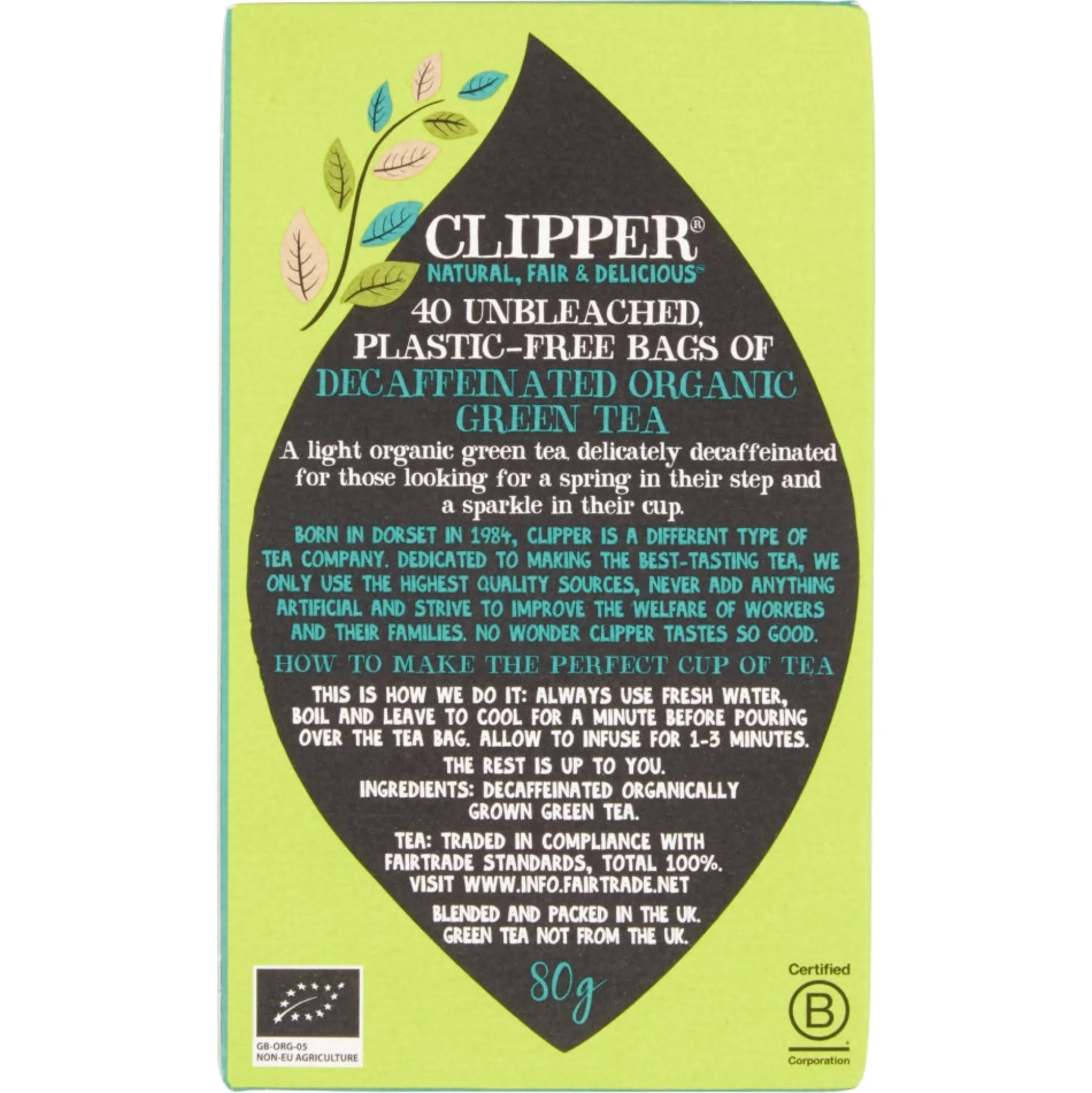 Clipper Fair Trade Green Tea Decaf 40 bags