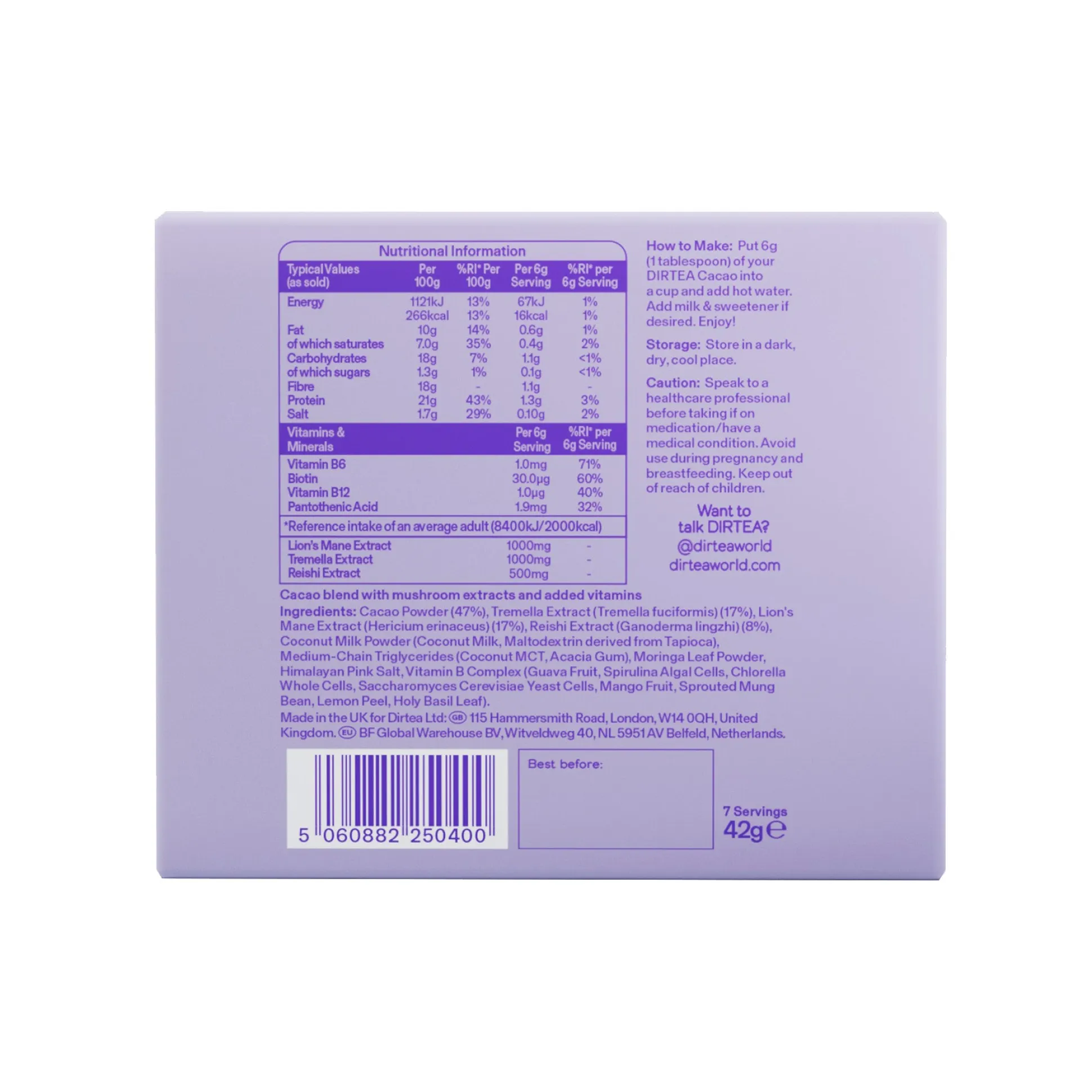 DIRTEA Cacao 7 days each