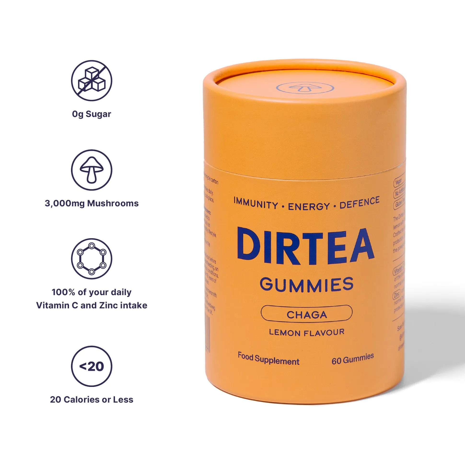 Dirtea Gummies Chaga Lemon Flavour 60 pcs