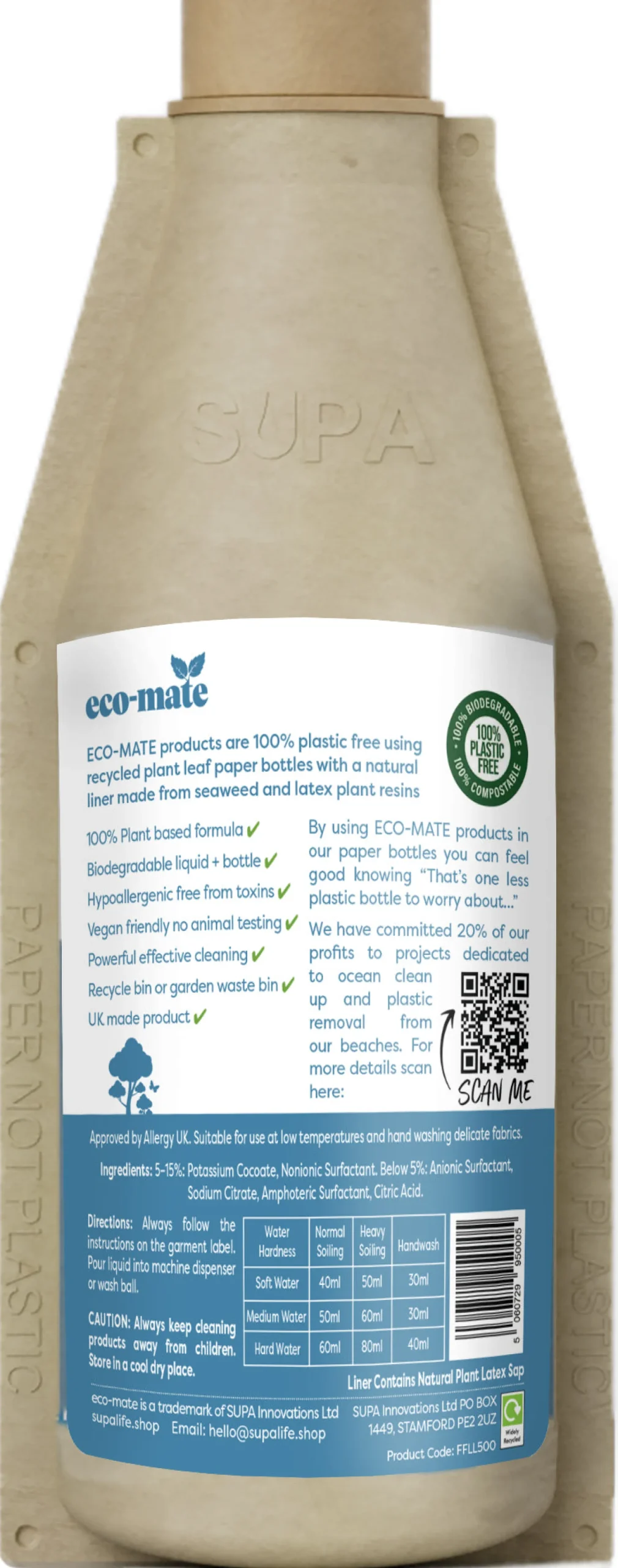 eco-mate Fragrance Free Non-Bio Laundry Liquid 500ml