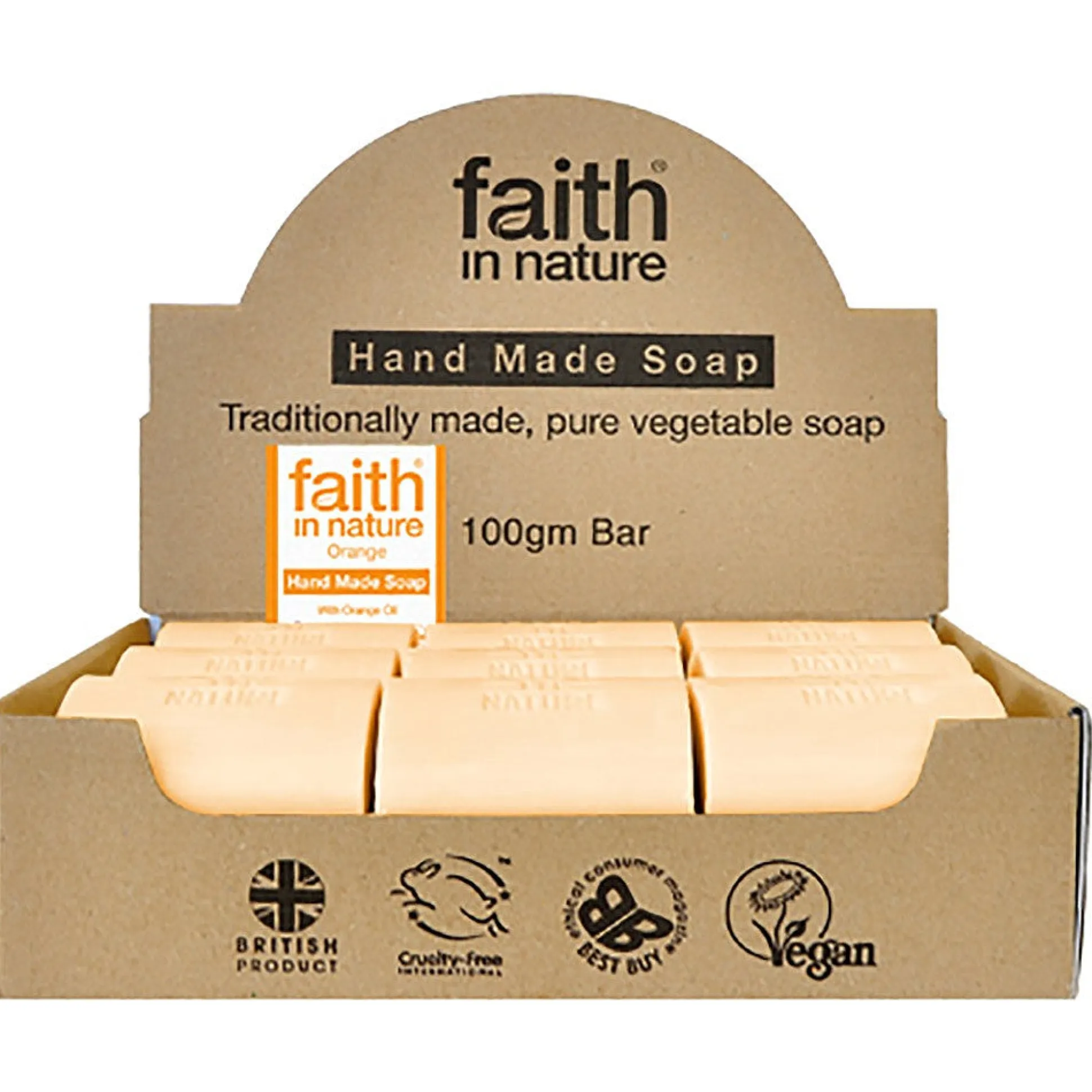 Faith In Nature Orange Soap Unwrapped Box 18 box