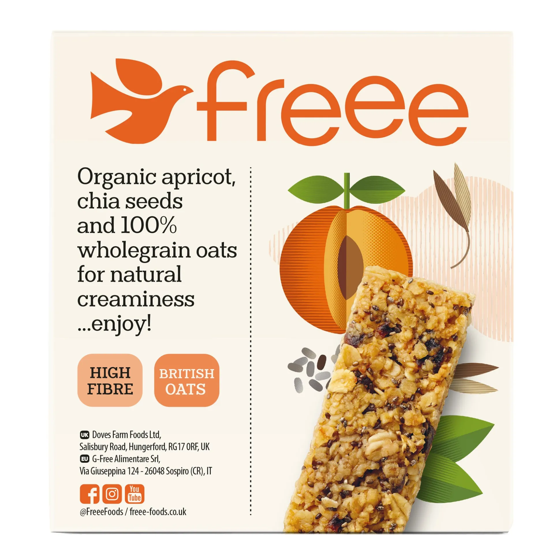 Freee Apricot & Chia Oat Bar 4x35g