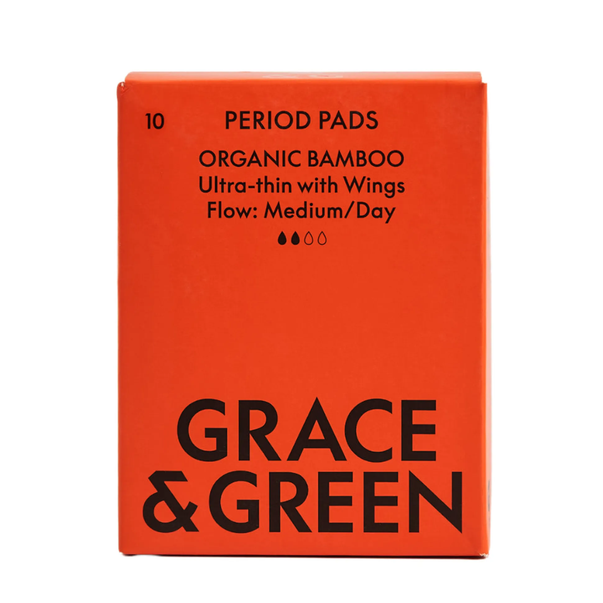 Grace & Green Organic Bamboo Period Pads - Medium 10 pads