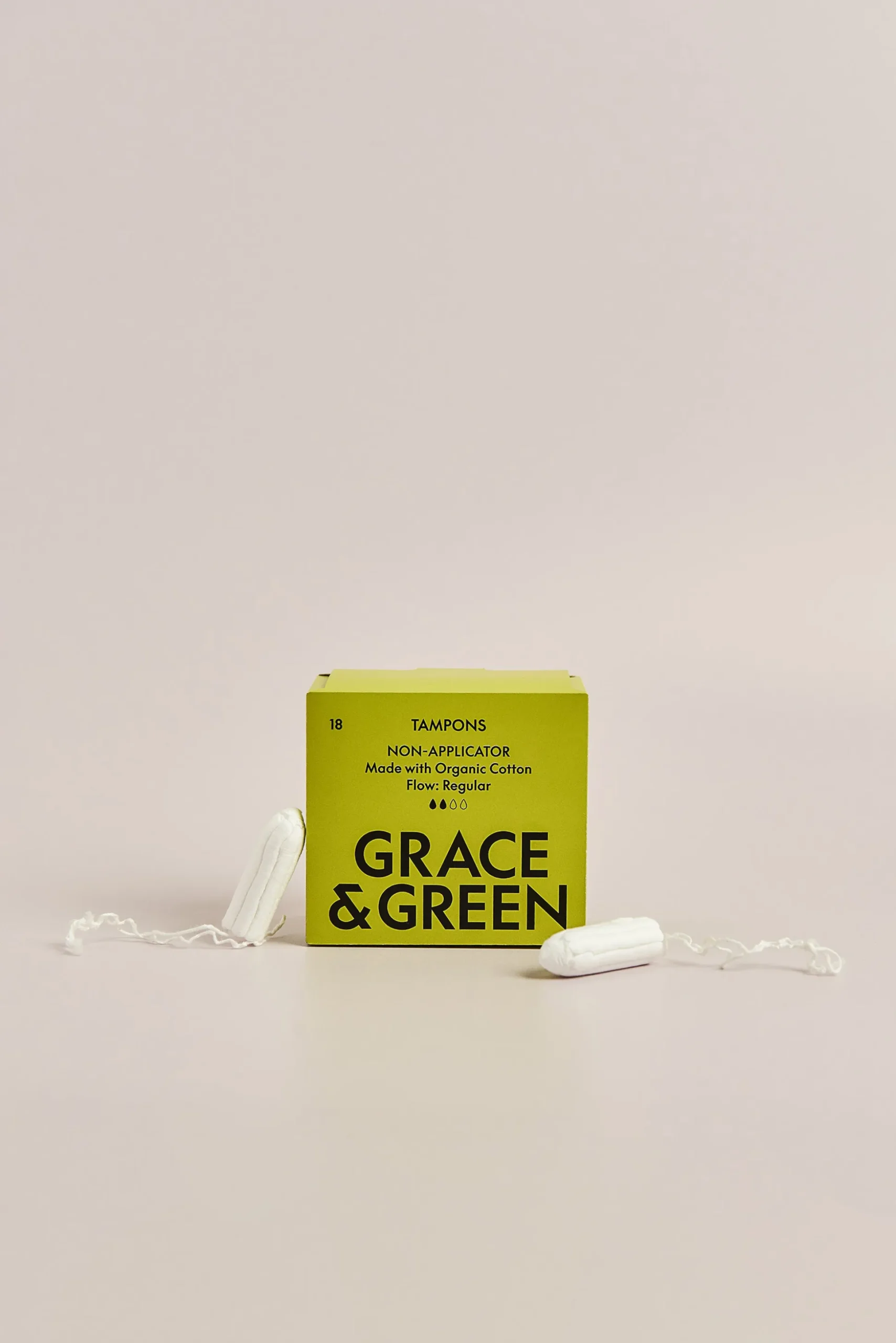 Grace & Green Organic Cotton Non-applicator Tampons - Regular 18 tampons