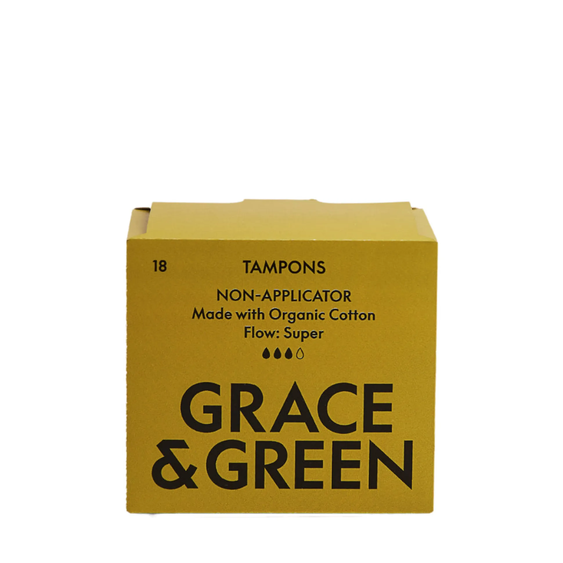 Grace & Green Organic Cotton Non-applicator Tampons - Super 18 tampons