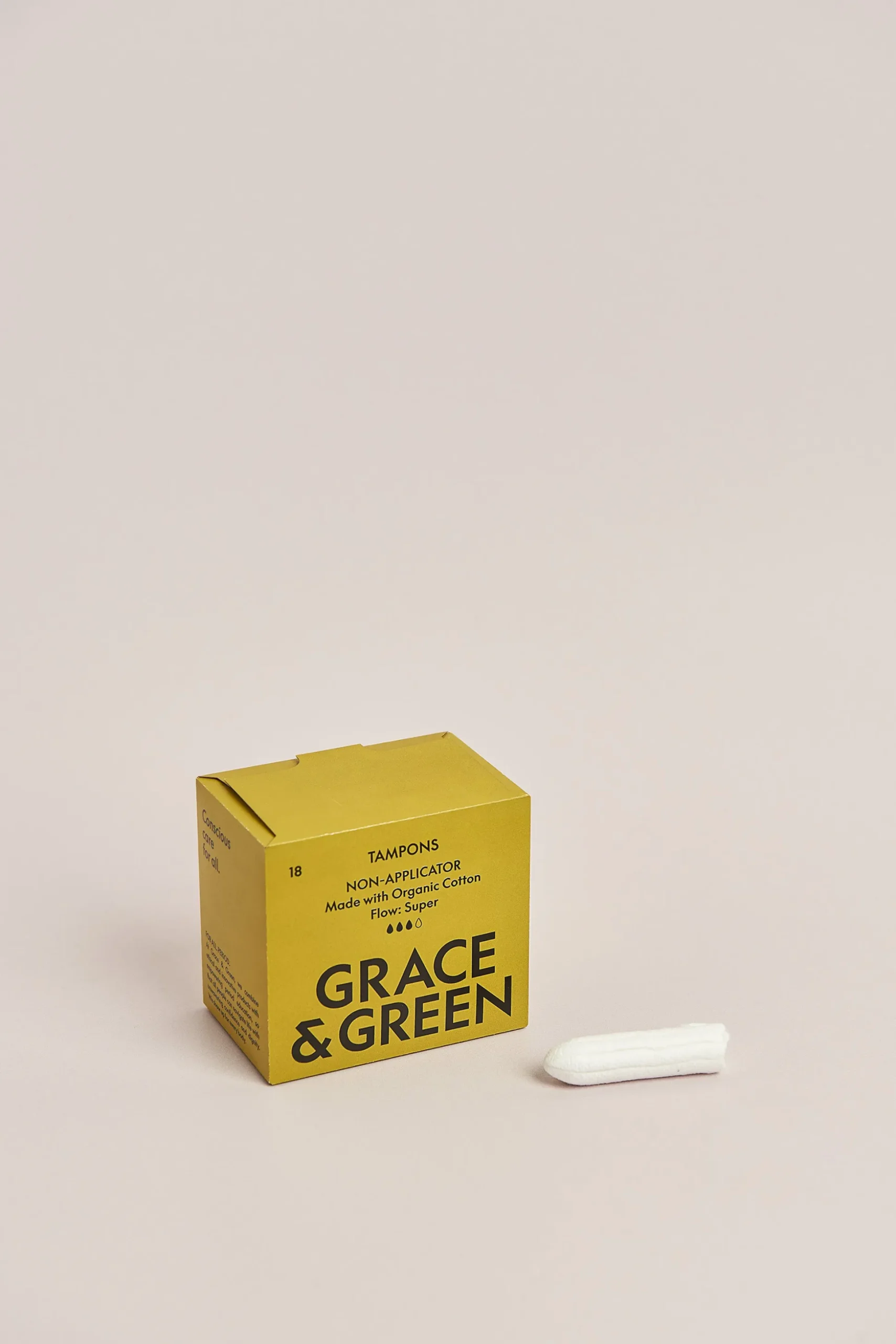 Grace & Green Organic Cotton Non-applicator Tampons - Super 18 tampons