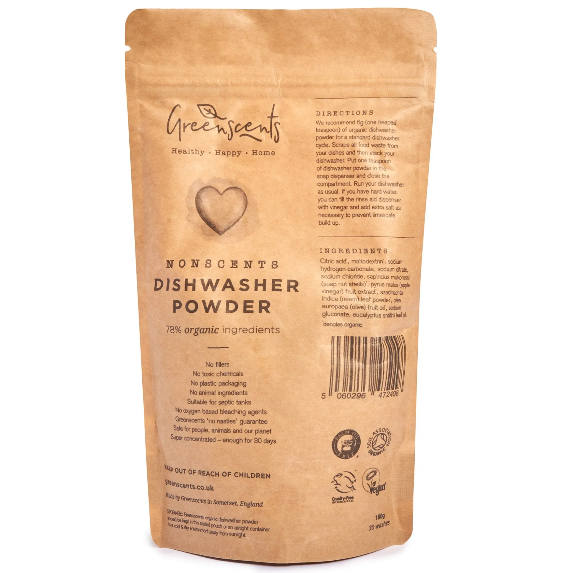 Greenscents Nonscents Organic Dishwasher Powder 180g