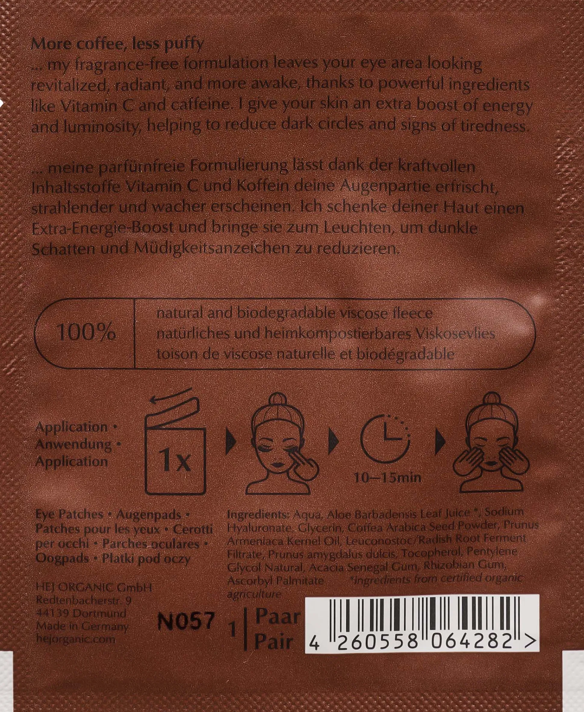 HEJ ORGANIC Caffeine + Vitamin C Eye Patches 1 pair