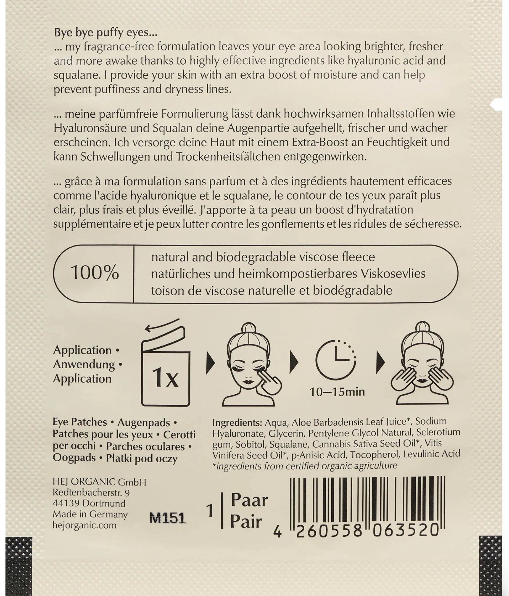 HEJ ORGANIC Sensitive Eye Patches 1 pair