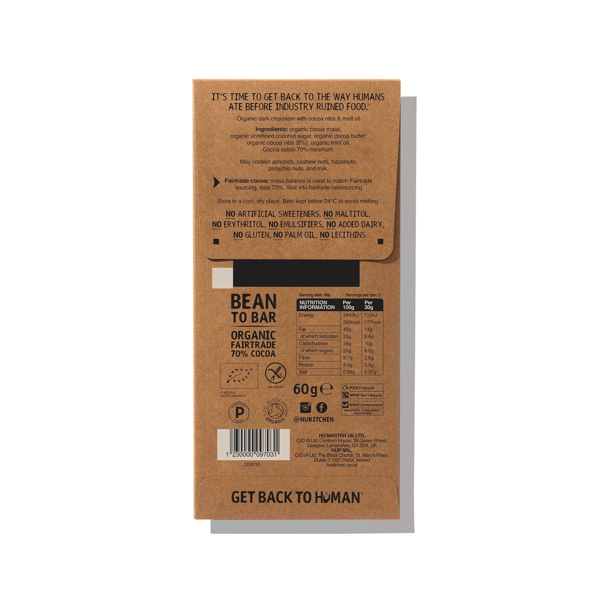 Hu Crunchy Mint Dark Chocolate Bar 60g