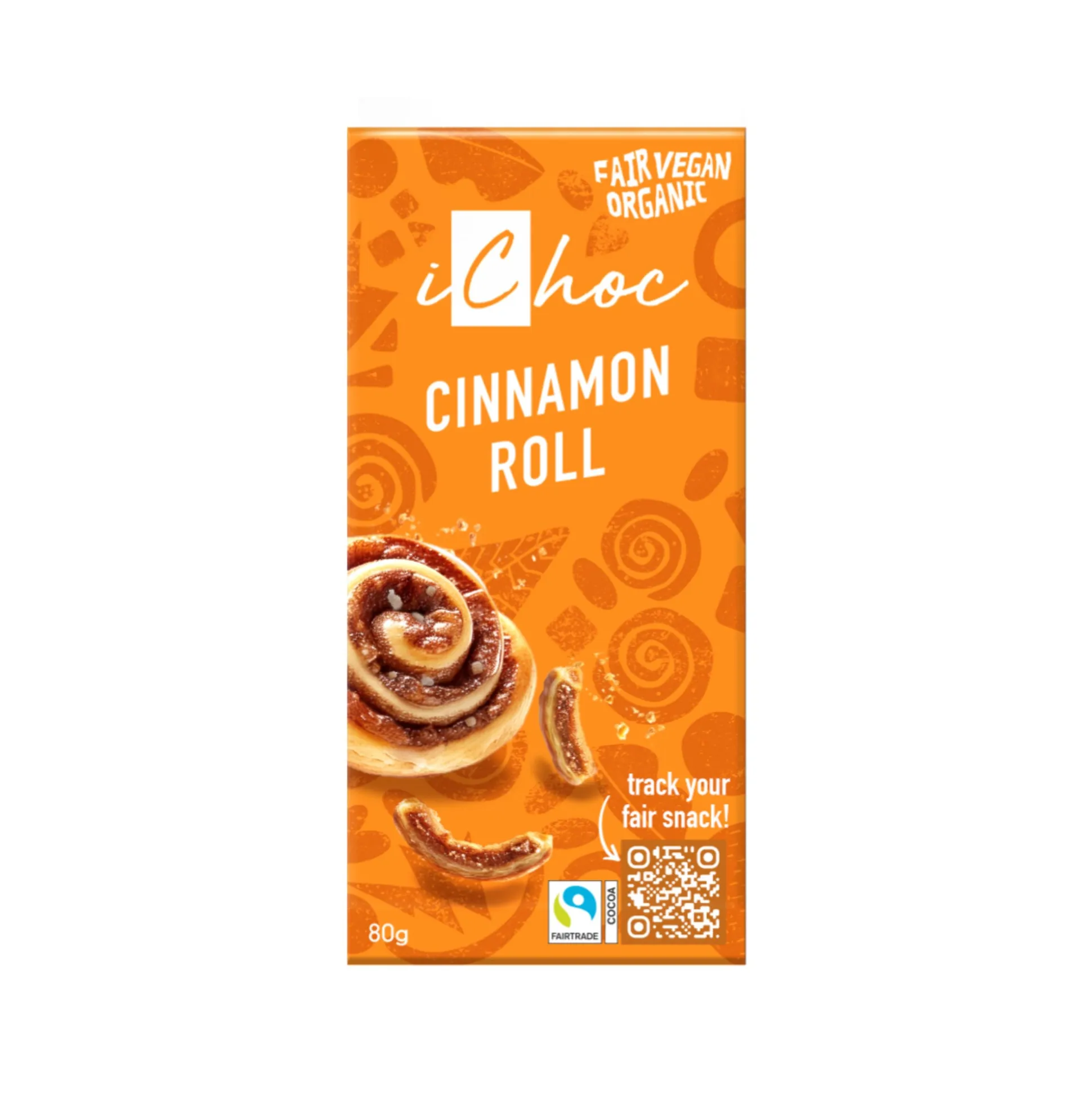 iChoc Cinnamon Roll Vegan Chocolate Bar, Organic & Fairtrade 80g