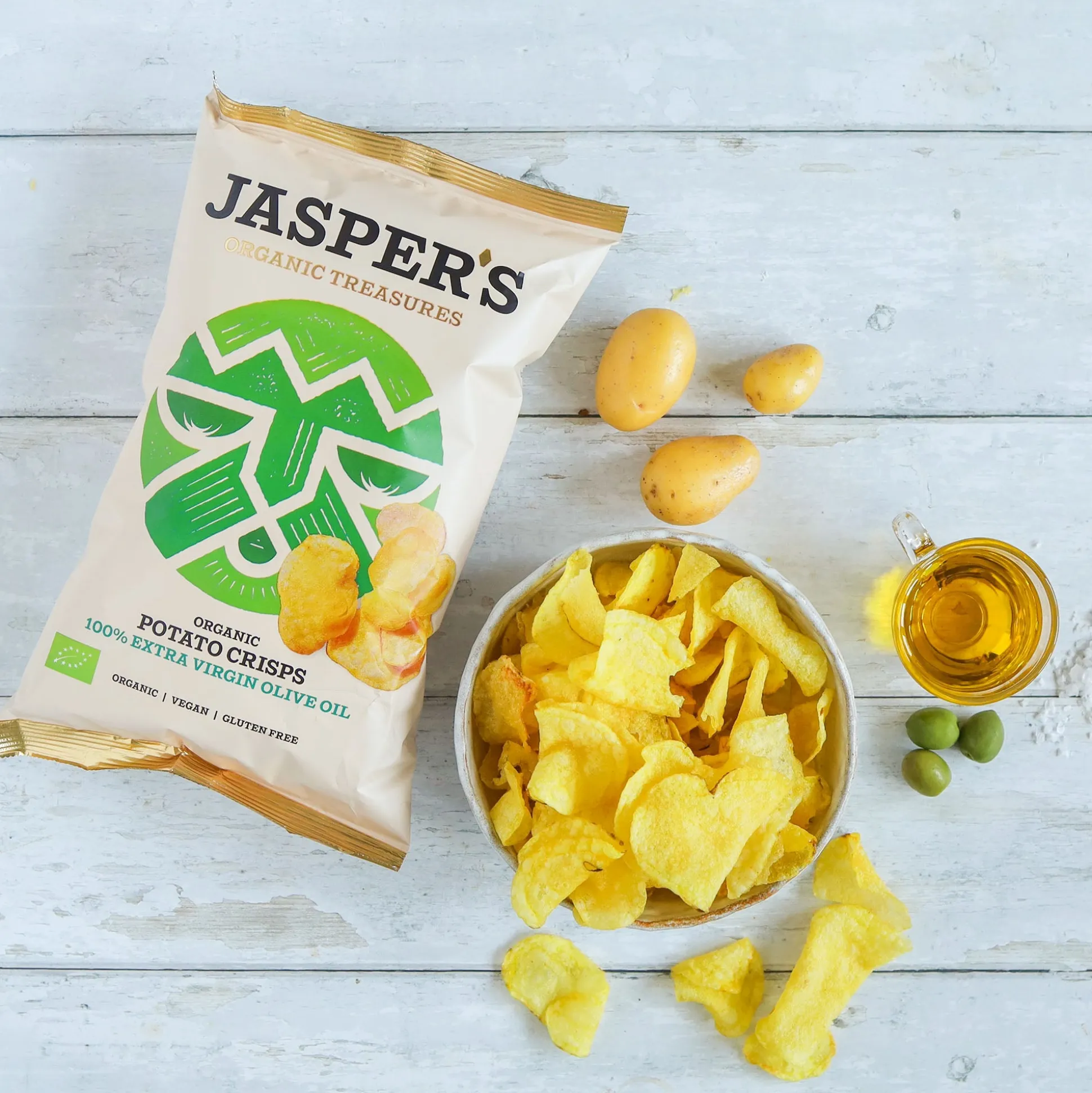 Jasper's Organic Crisps 100% Extra Virgin Olive Oil 100g 100g
