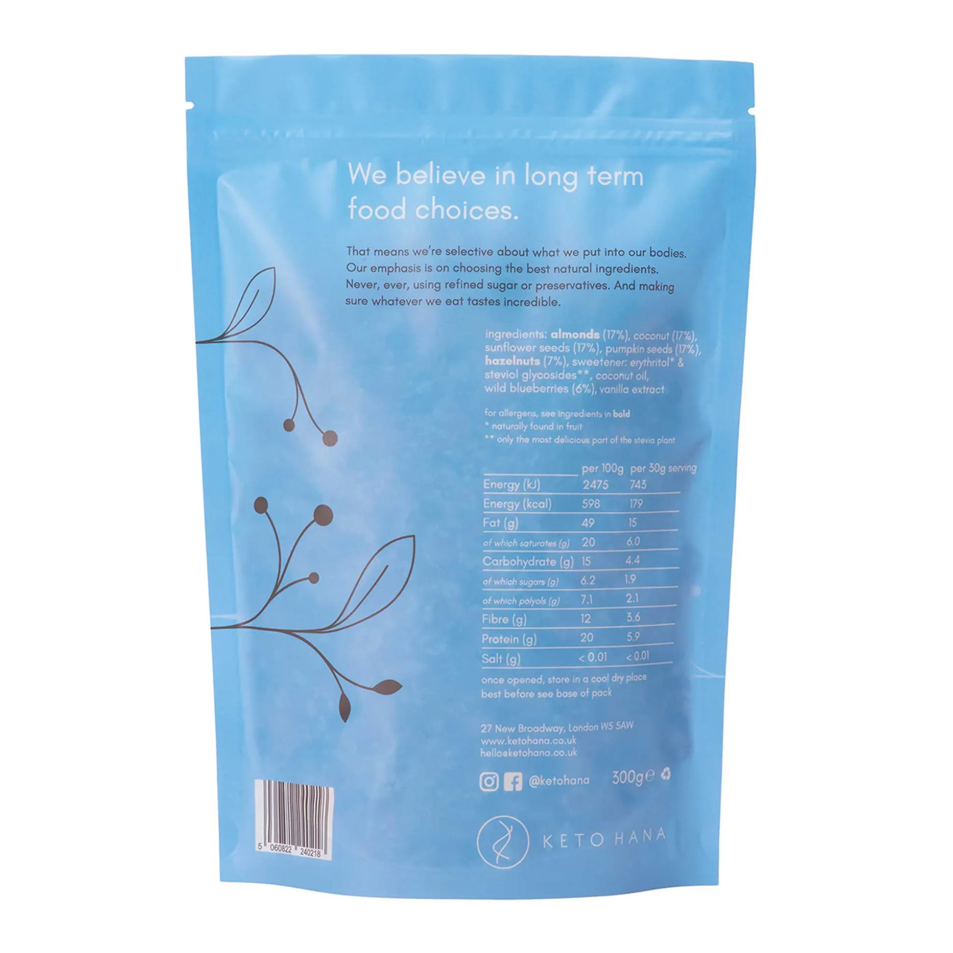 Keto Hana Keto Friendly Granola - Wild Blueberry 300g