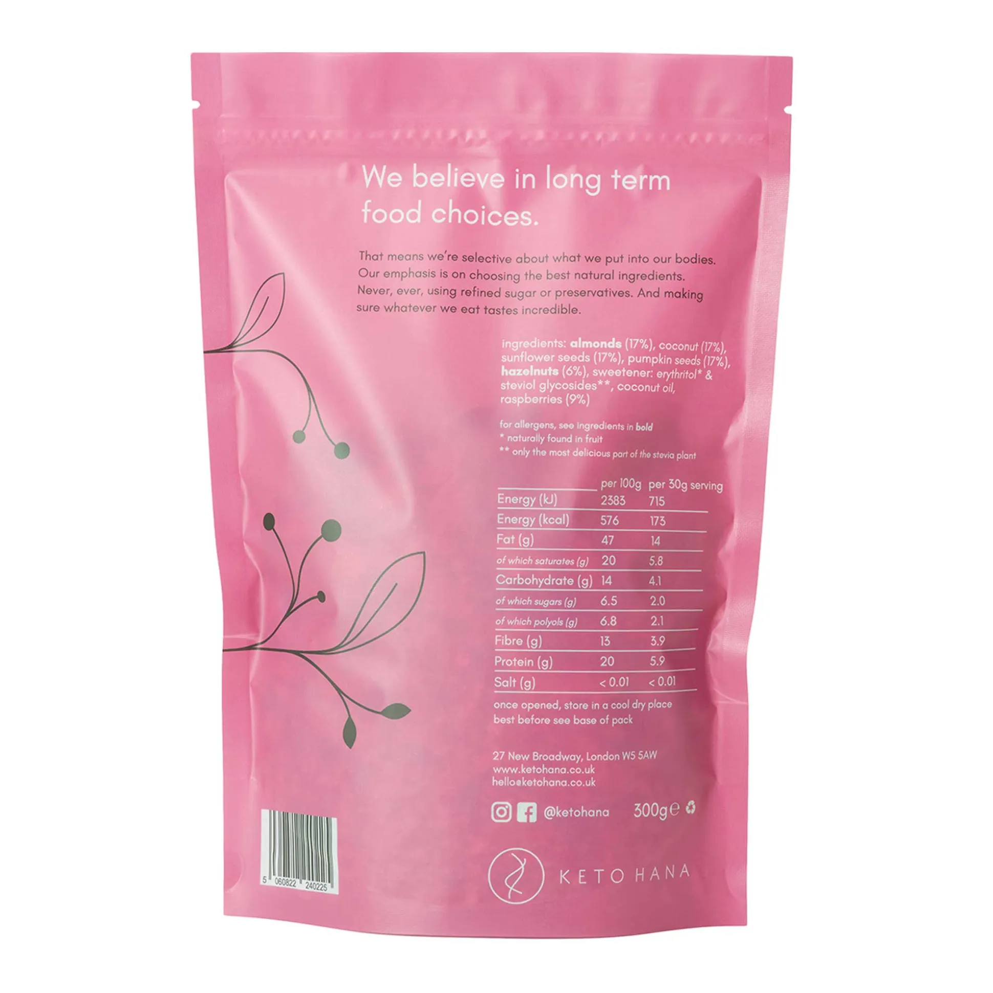 Keto Hana Keto Friendly Granola - Raspberry 300g