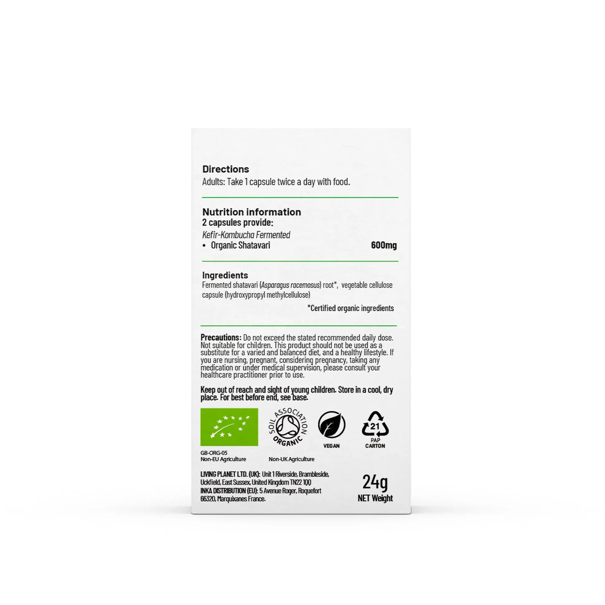 Living Nutrition Fermented Shatavari 60 Caps