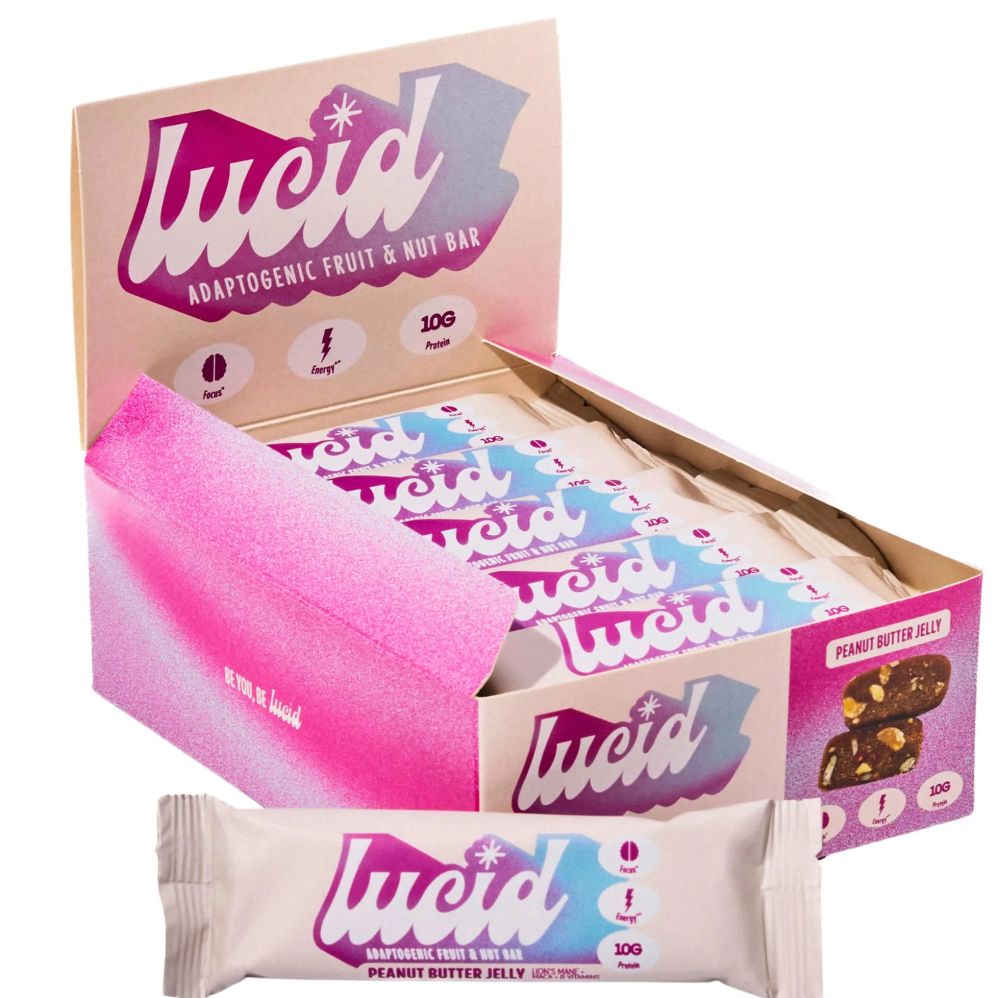 Lucid Peanut Butter Jelly Energy & Focus Nutrition Bar 50g