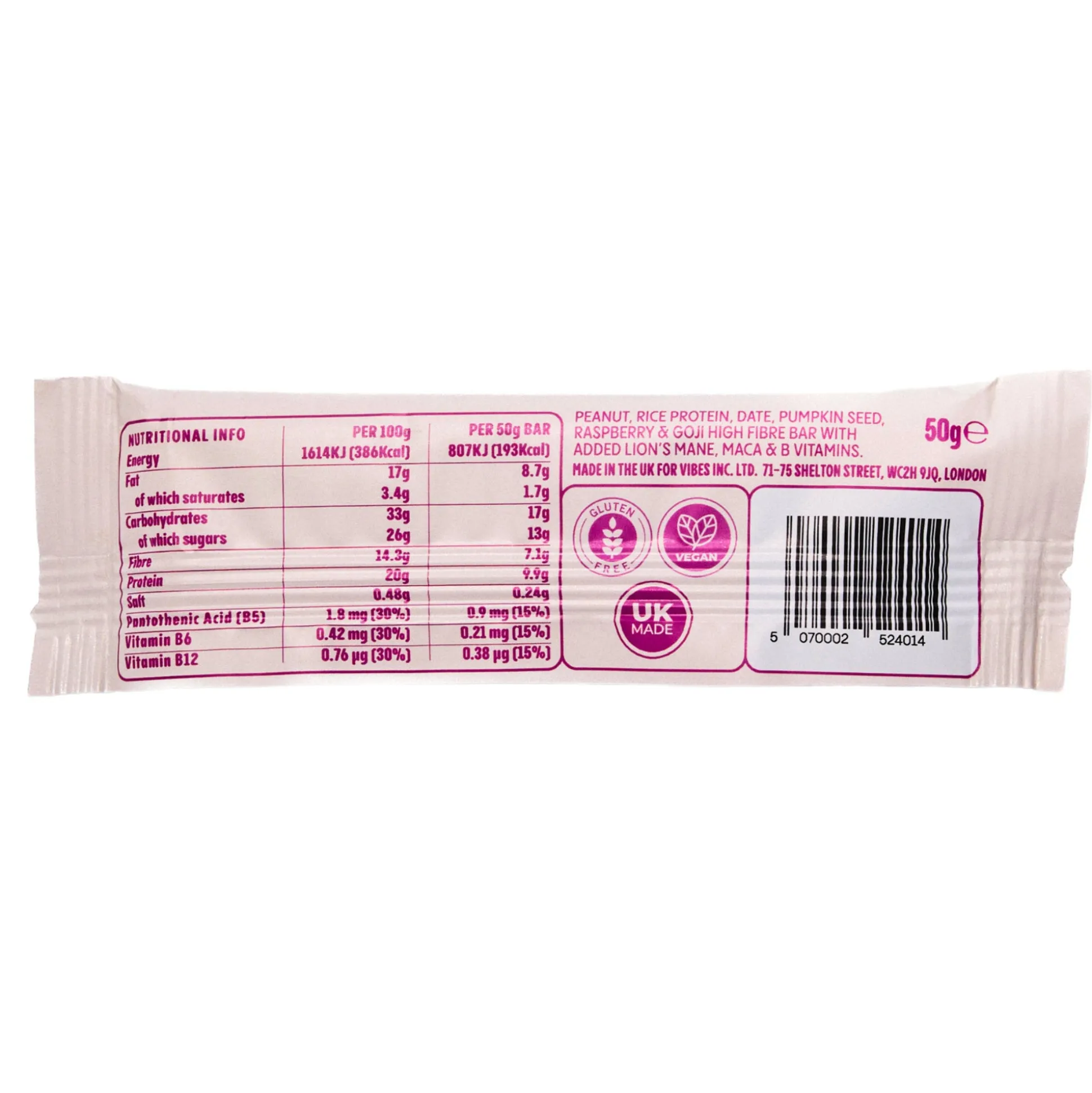 Lucid Peanut Butter Jelly Energy & Focus Nutrition Bar 50g