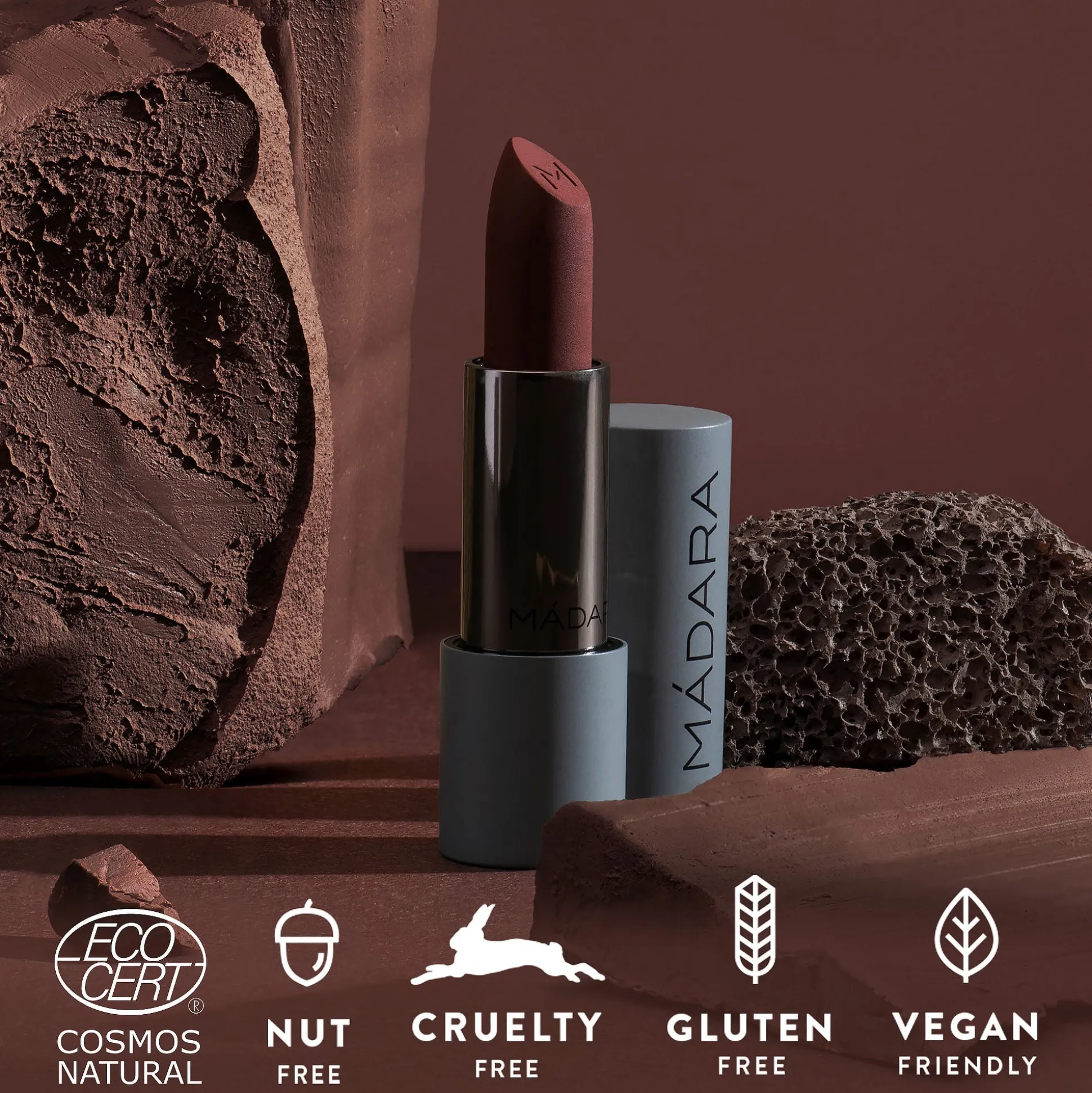 MADARA VELVET WEAR Matte Cream Lipstick, #35 DARK NUDE 3g