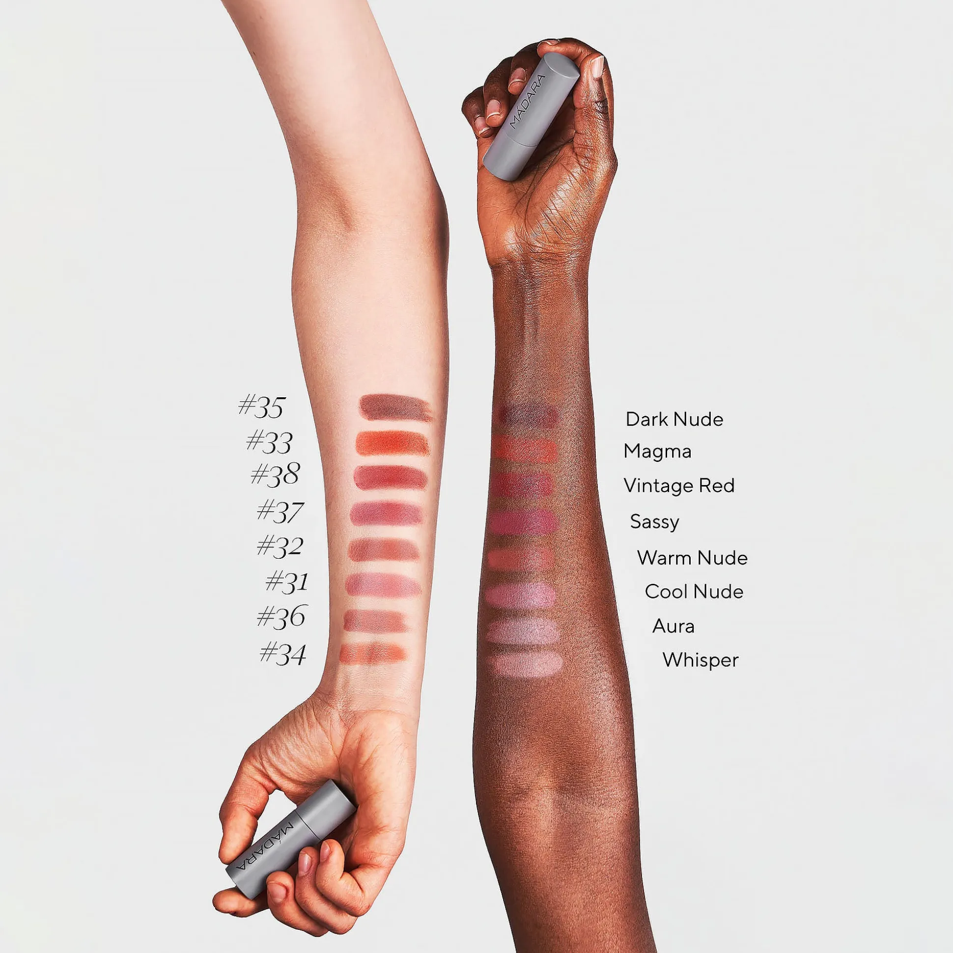 MADARA VELVET WEAR Matte Cream Lipstick, #35 DARK NUDE 3g