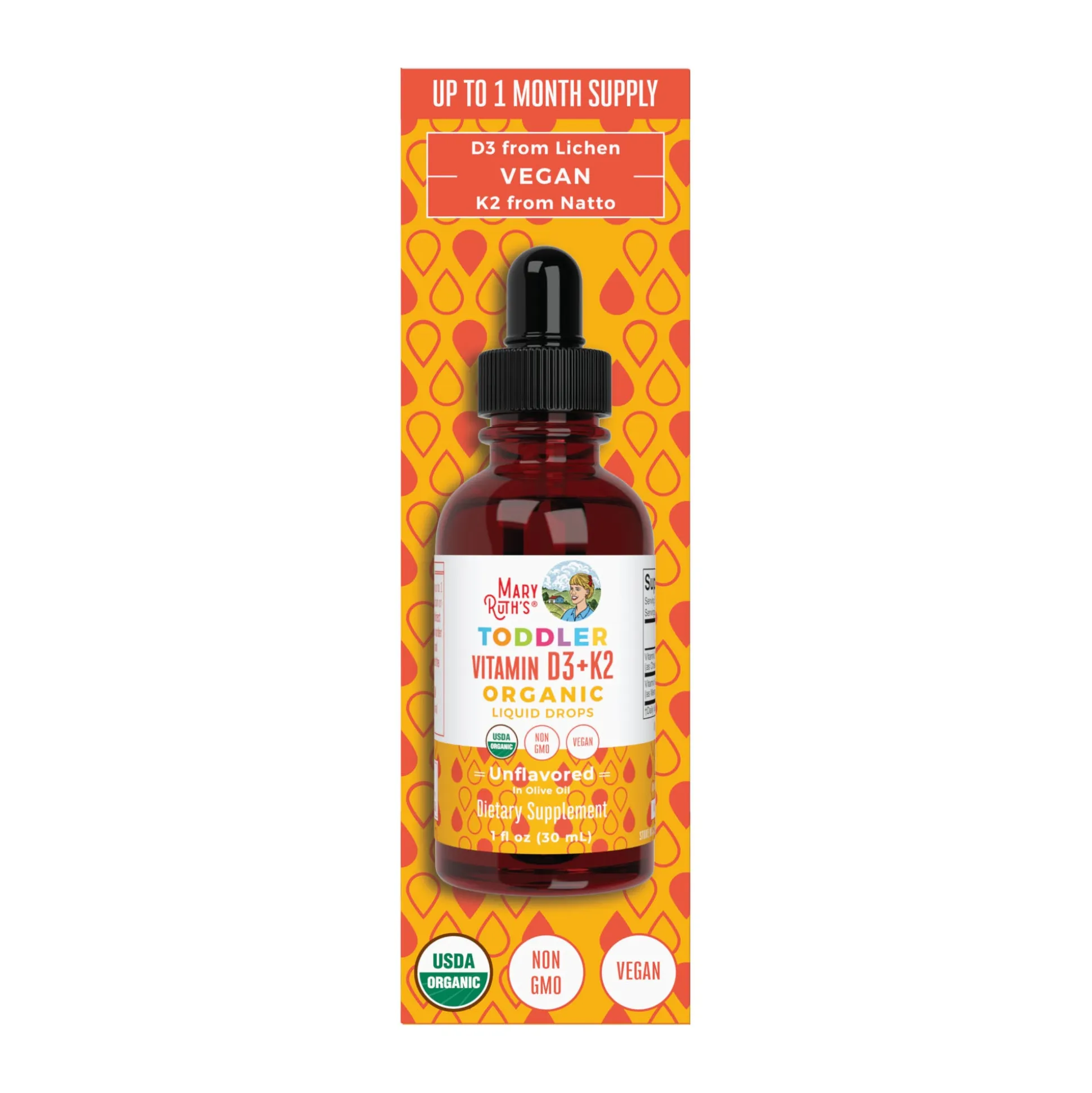 MaryRuth's Toddler Vitamin D3+K2 Drops, Unflavored 29ml