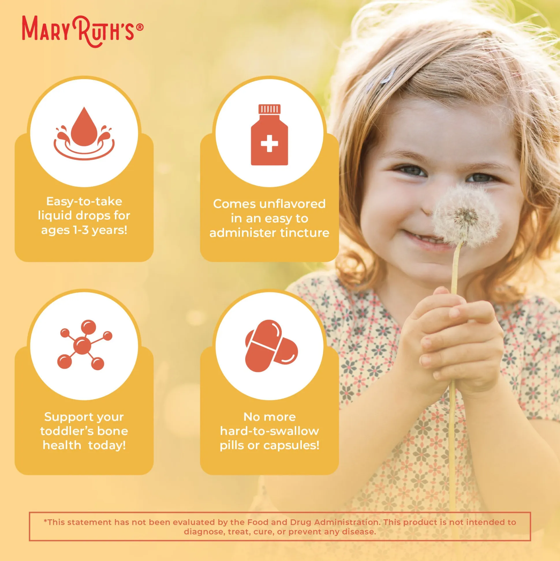 MaryRuth's Toddler Vitamin D3+K2 Drops, Unflavored 29ml