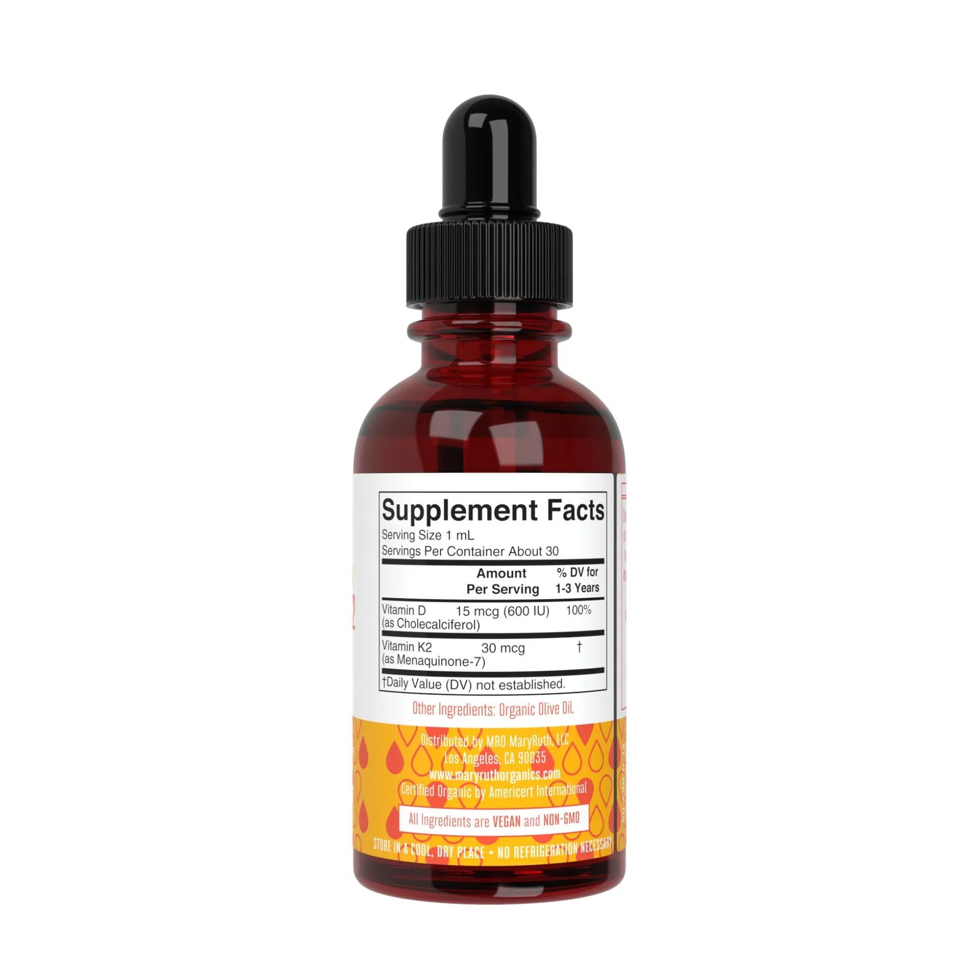 MaryRuth's Toddler Vitamin D3+K2 Drops, Unflavored 29ml