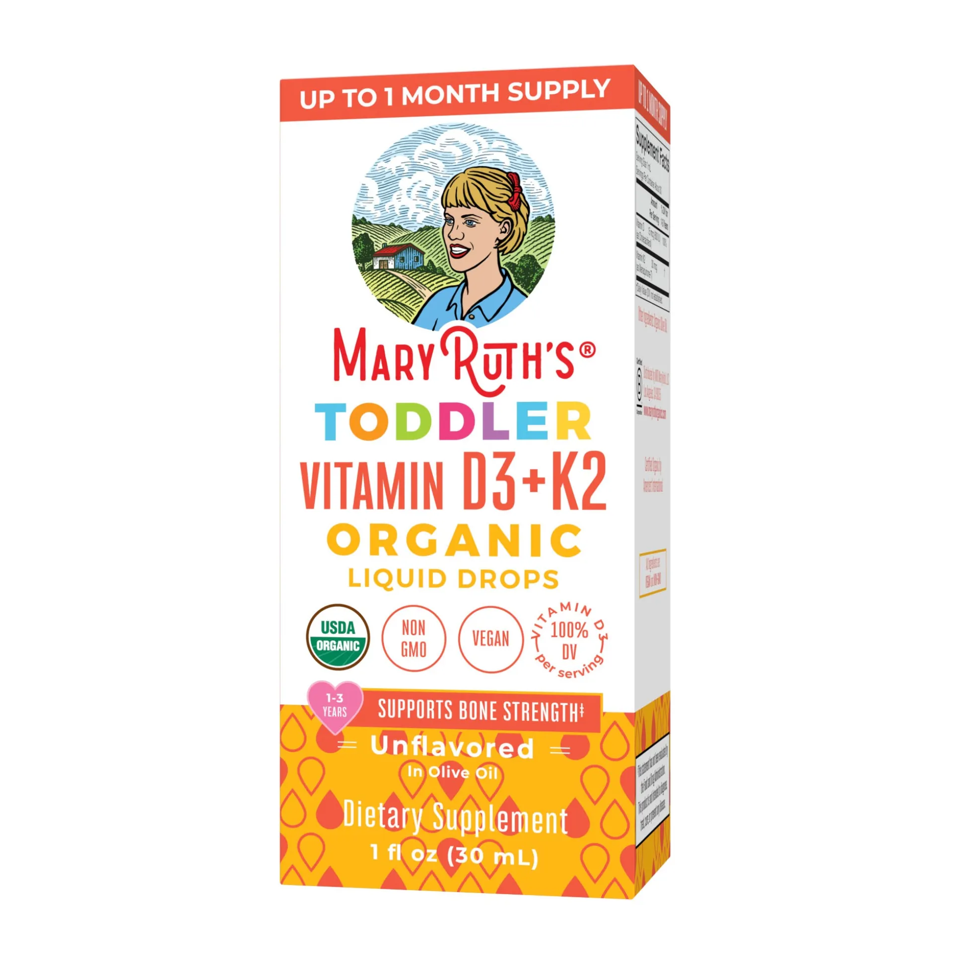 MaryRuth's Toddler Vitamin D3+K2 Drops, Unflavored 29ml