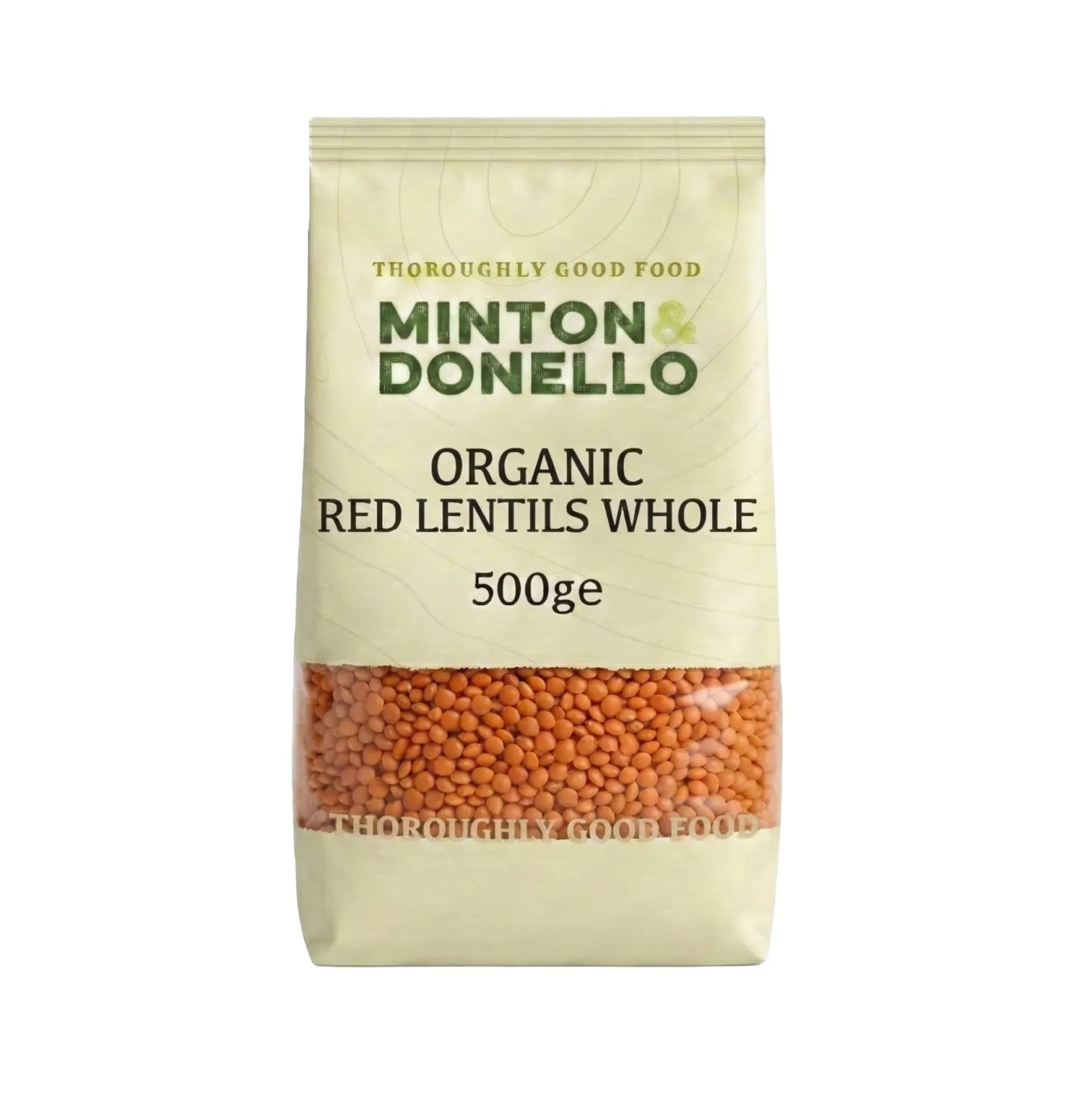 Minton & Donello Organic Whlole Red Lentils 500g