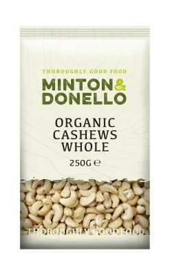 Minton & Donello Organic Whole Cashews 250g