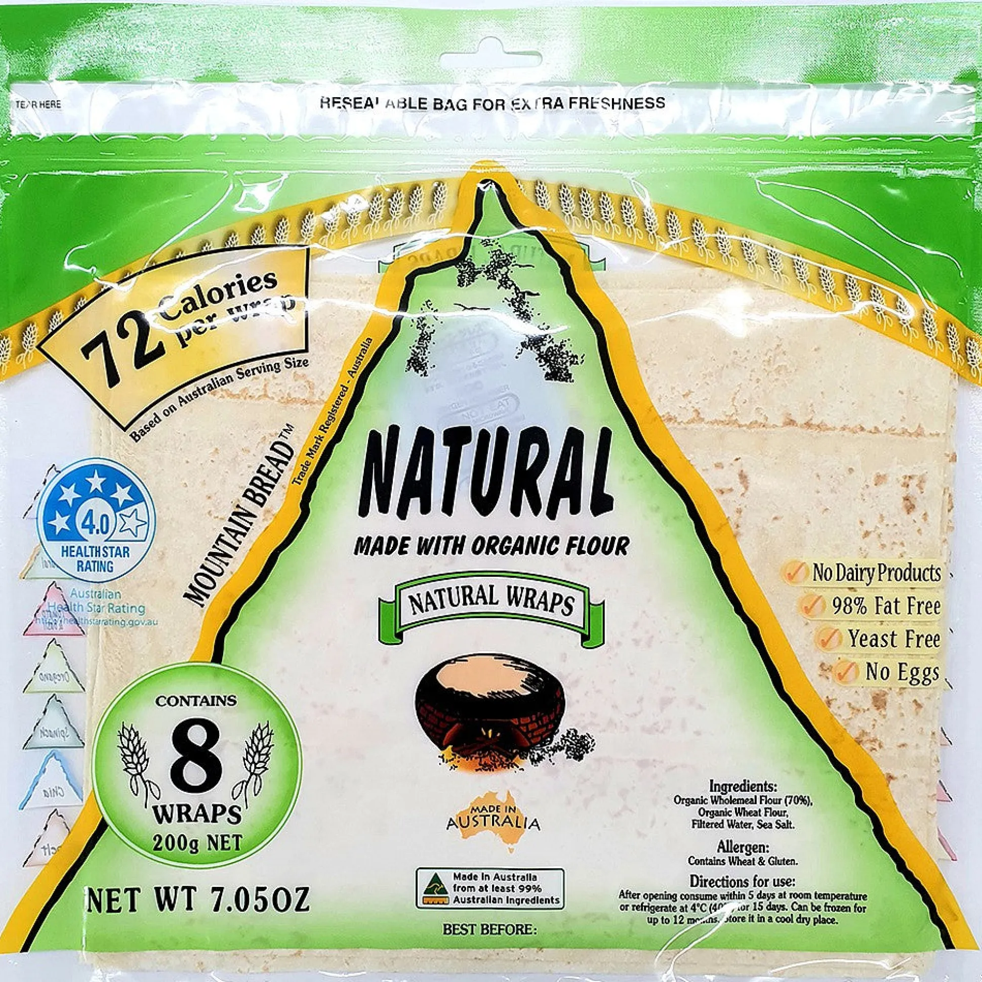 Mountain Bread Natural Wraps 200g