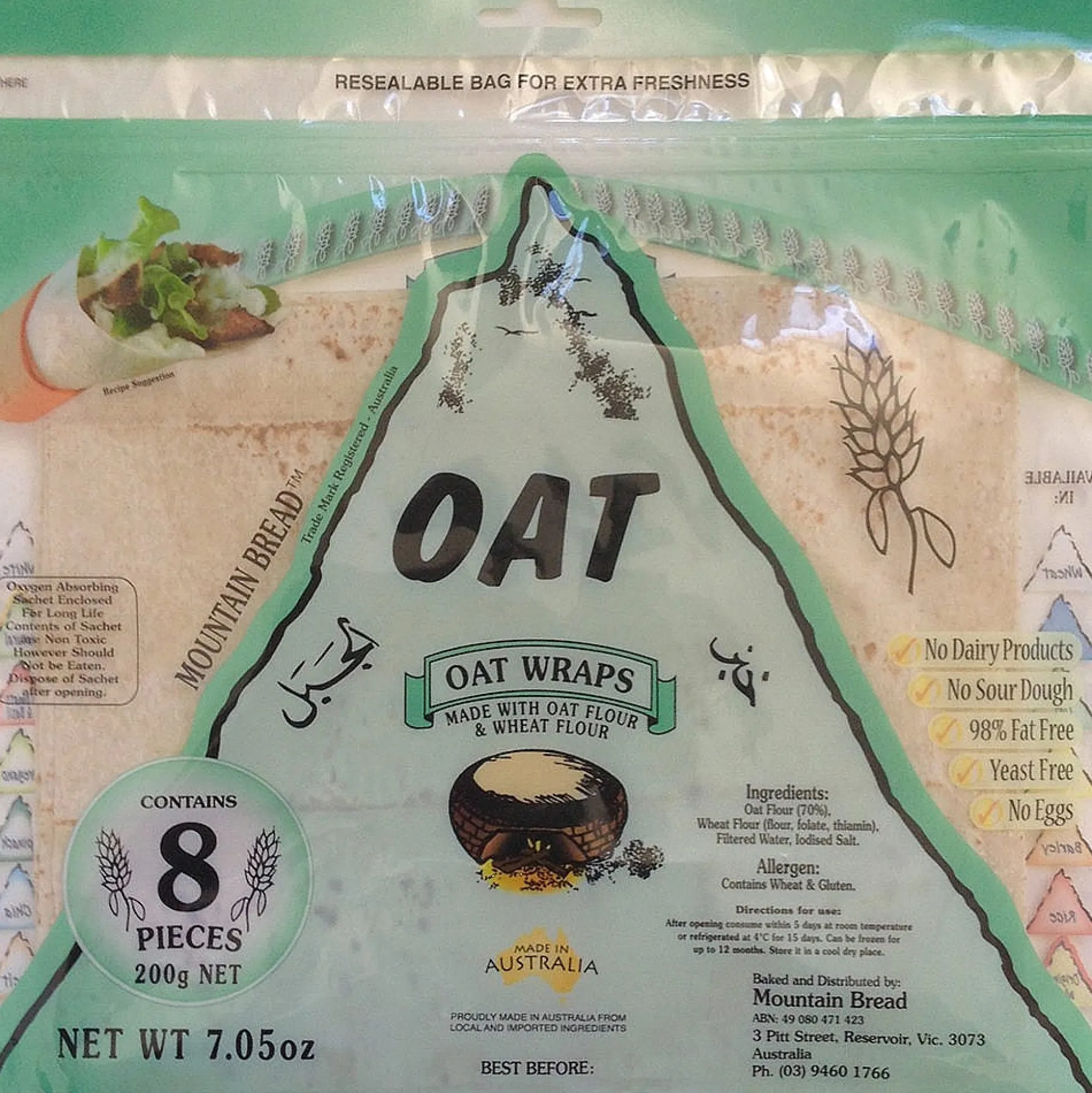 Mountain Bread Oat Wraps 200g