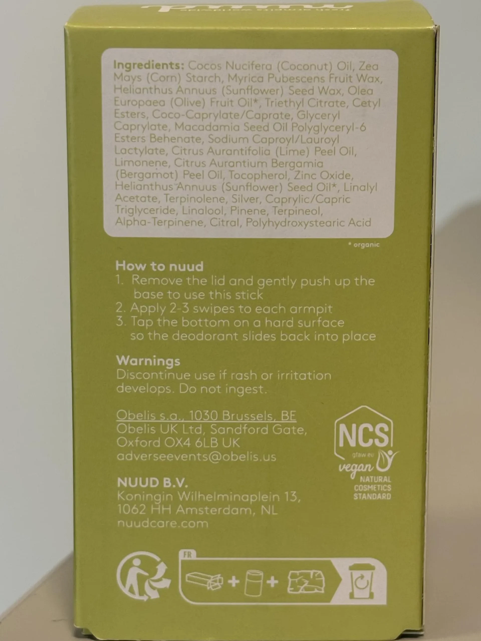 Nuud Lime & Bergamot Stick 45g