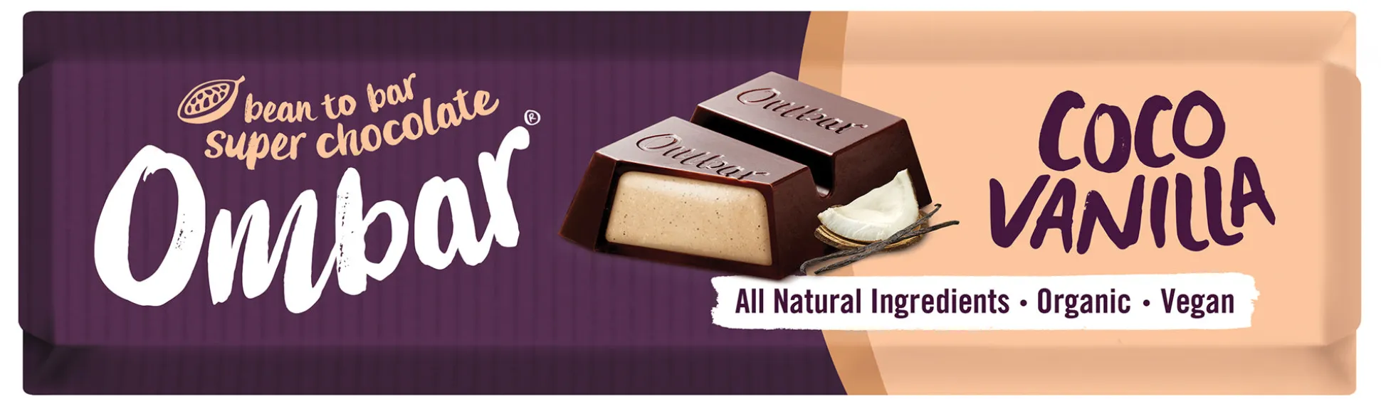 Ombar Coconut Vanilla Filled Chocolate Bar 42g