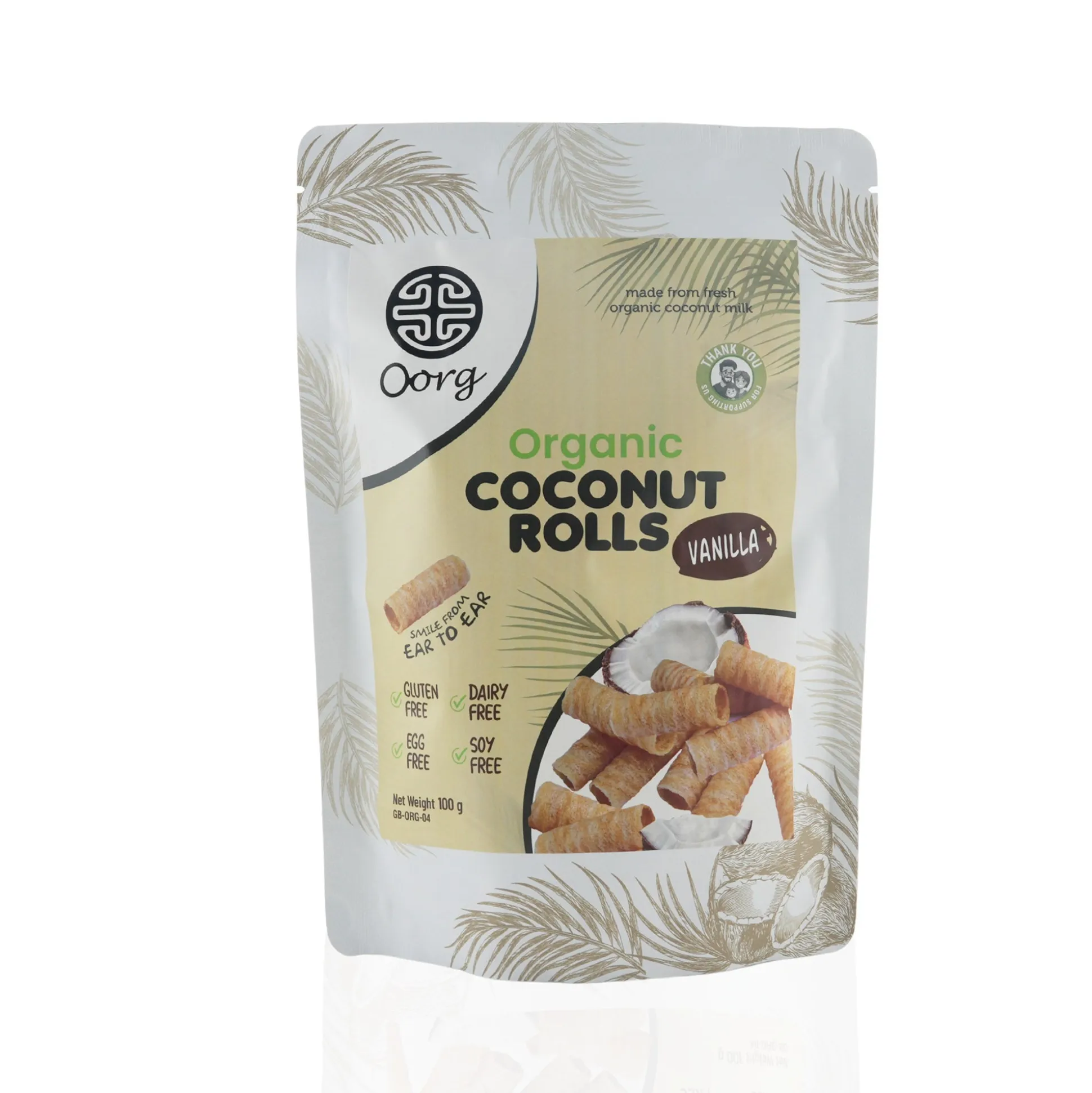 OORG Organic Coconut Rolls -Vanilla 100g
