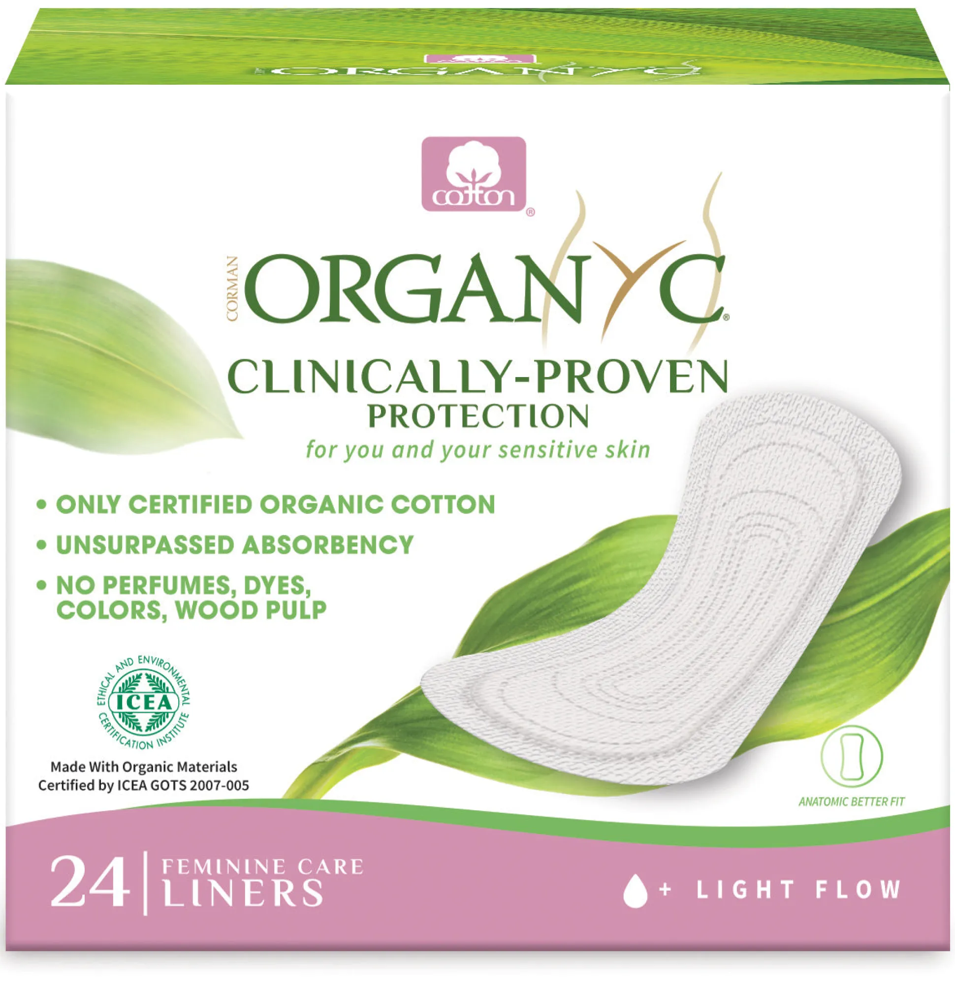 Organyc Panty Liners Folded; Light Flow 24