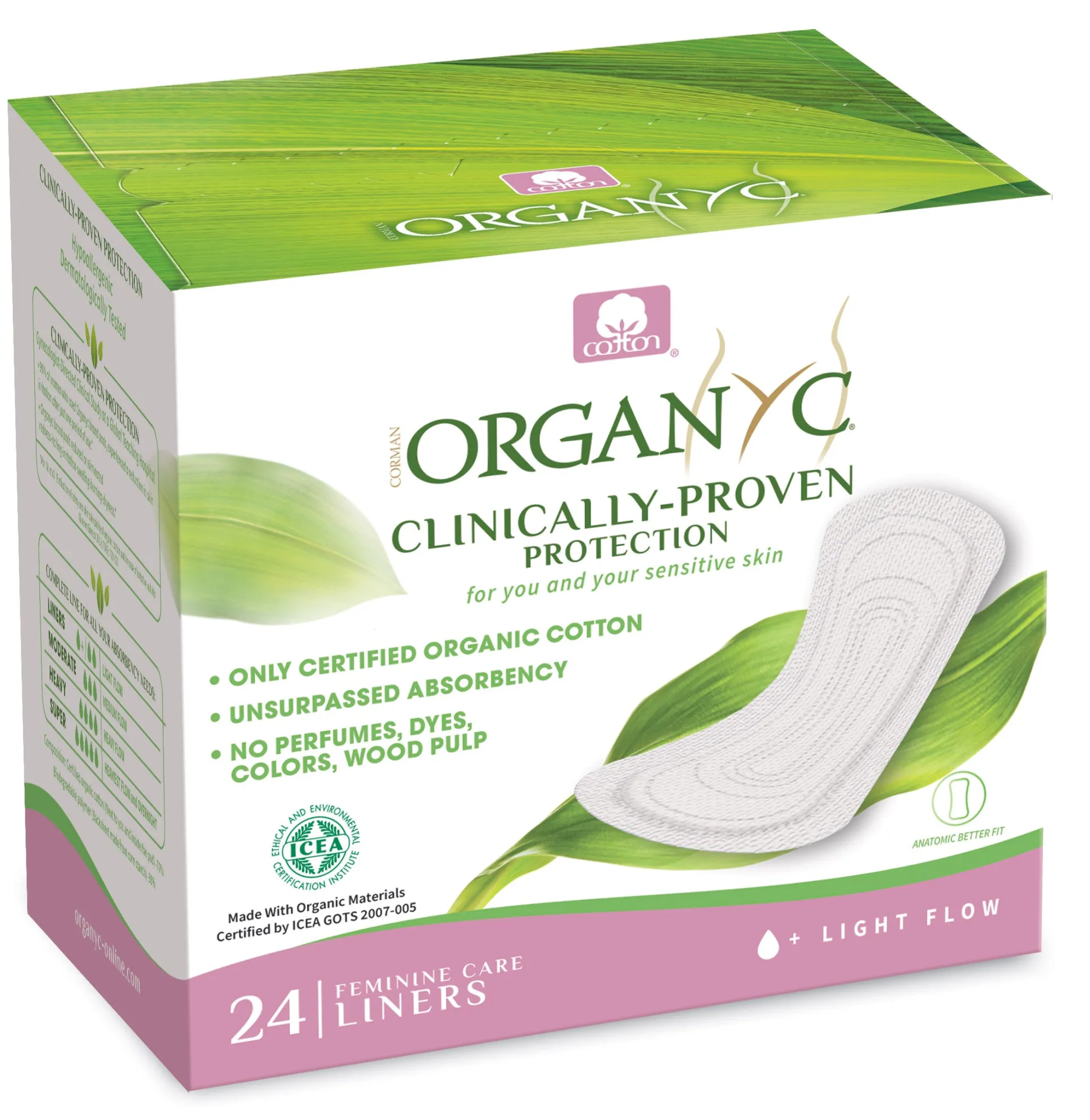 Organyc Panty Liners Folded; Light Flow 24