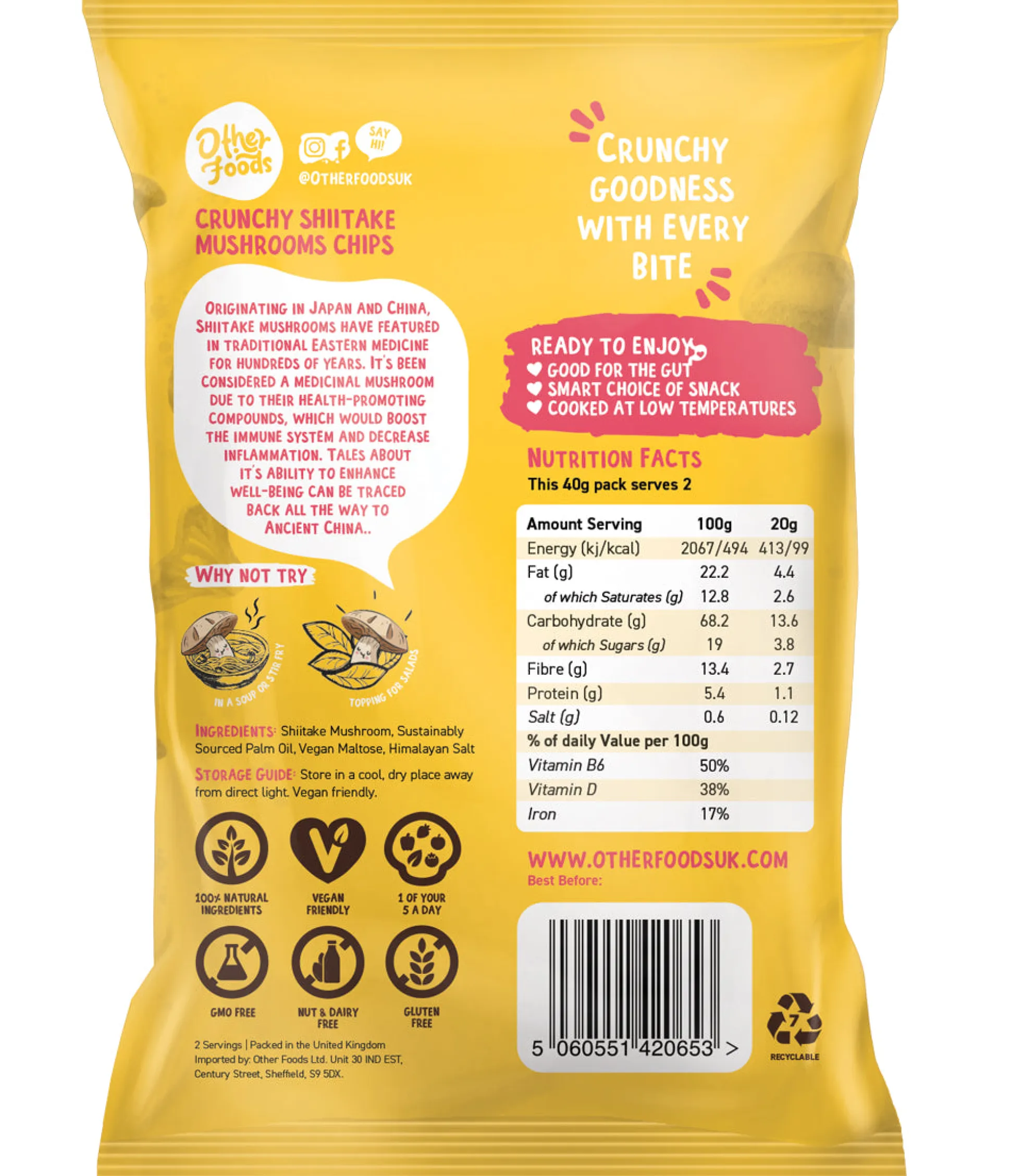 Other Foods Crunchy Shiitake Mushroom Chips 40g