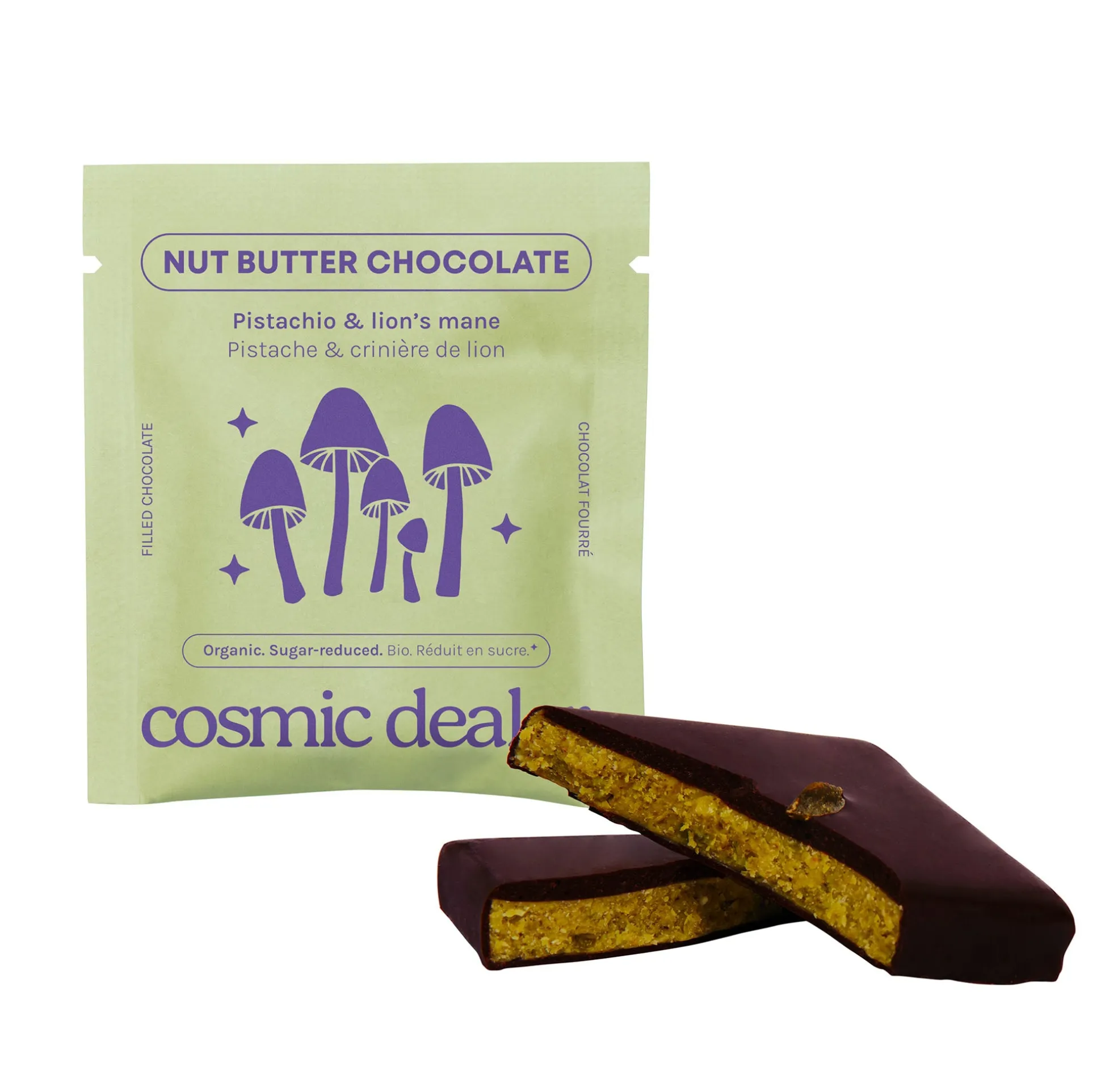 Pistachio & Lion's Mane Nut Butter Chocolate 20g