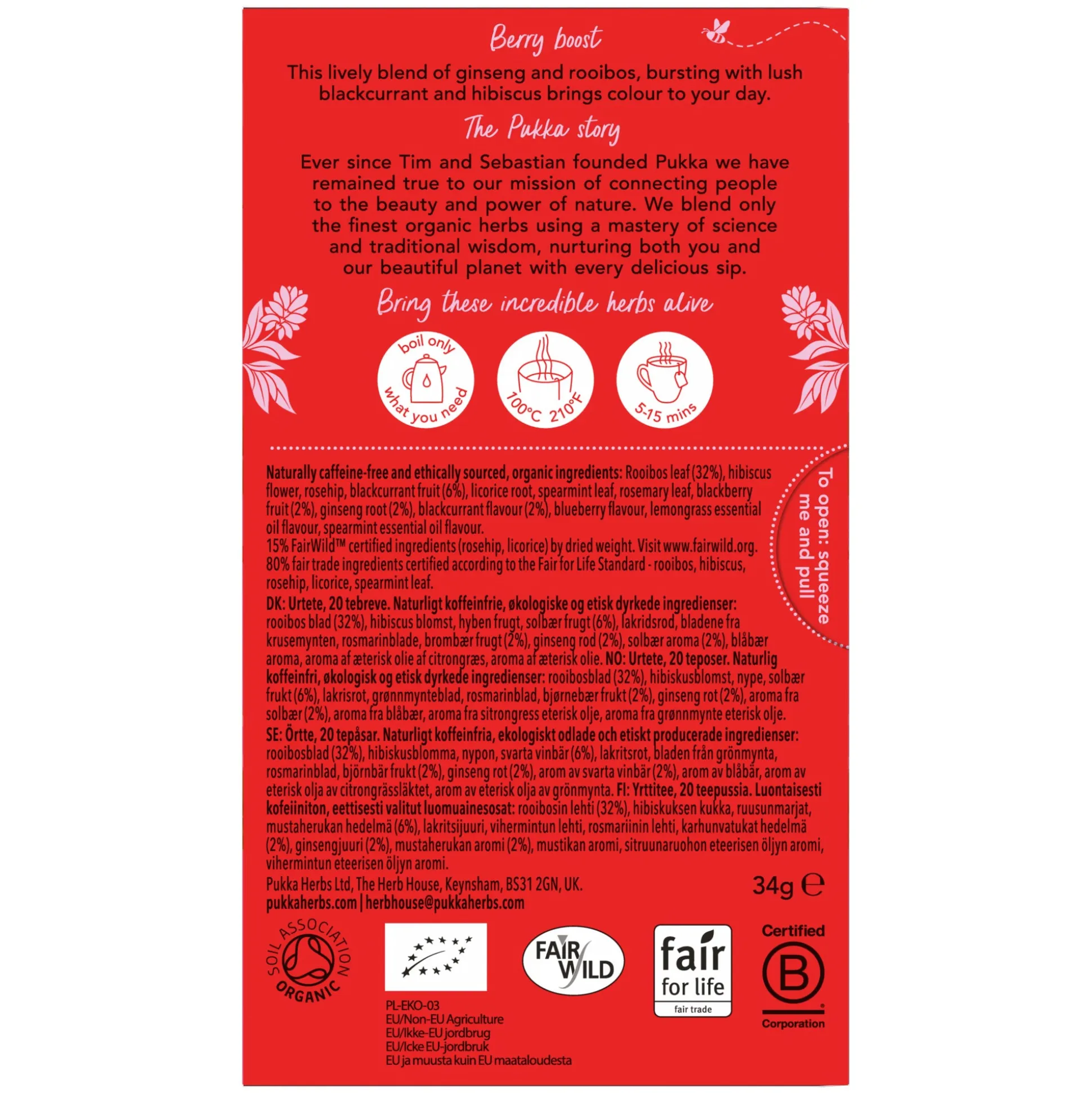 Pukka herbs Morning Berry organic tea bags 20 bags