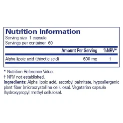 Pure Encapsulations Alpha Lipoic Acid 600 MG 60 caps