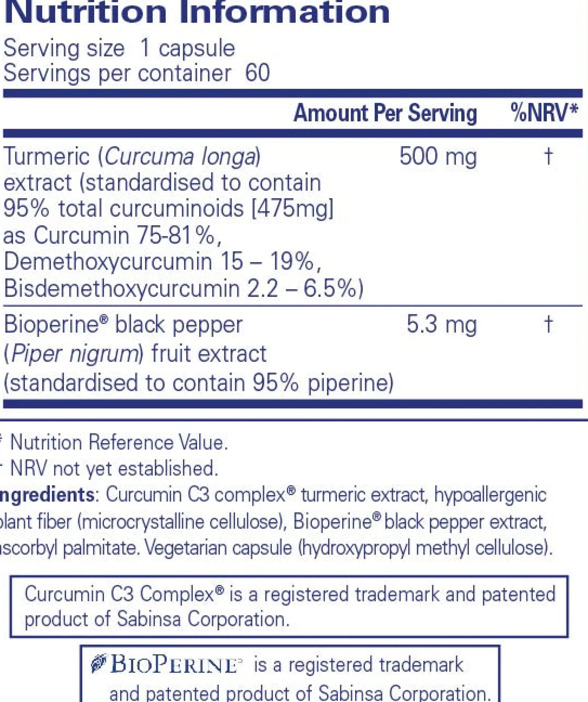 Pure Encapsulations Curcumin 500 with Bioperine 60