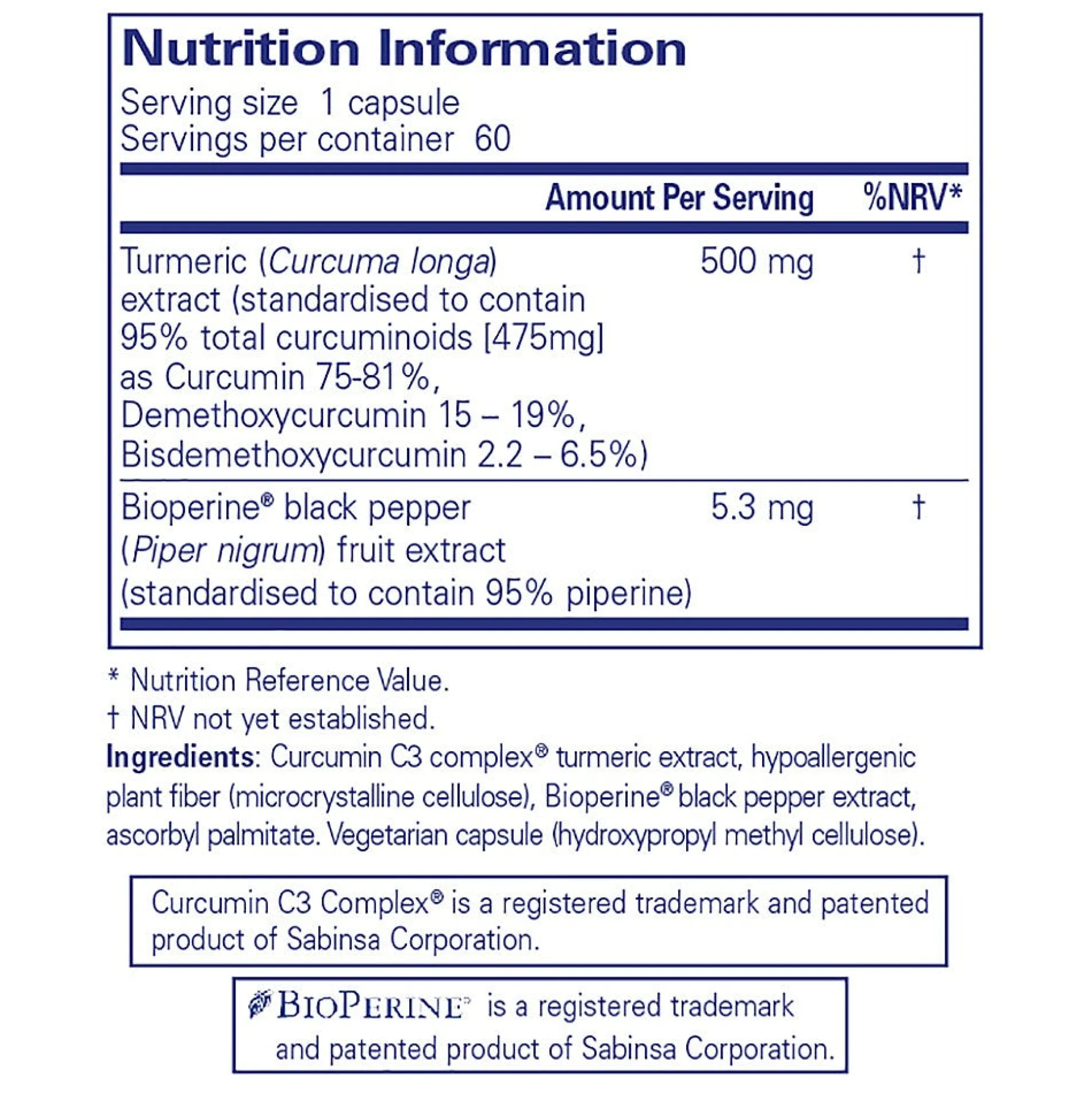 Pure Encapsulations Curcumin 500 with Bioperine 60