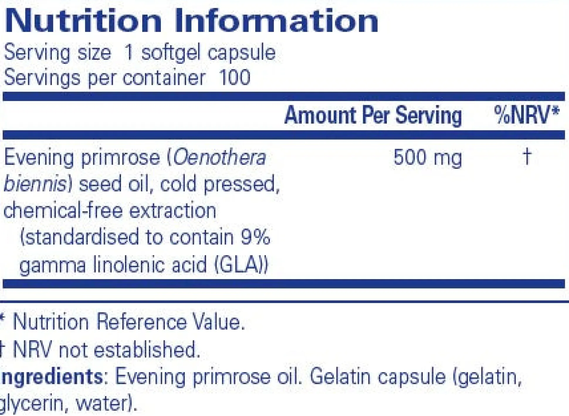 Pure Encapsulations Evening Primrose Oil 100 softgels