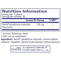 Pure Encapsulations Reduced Glutathione 60